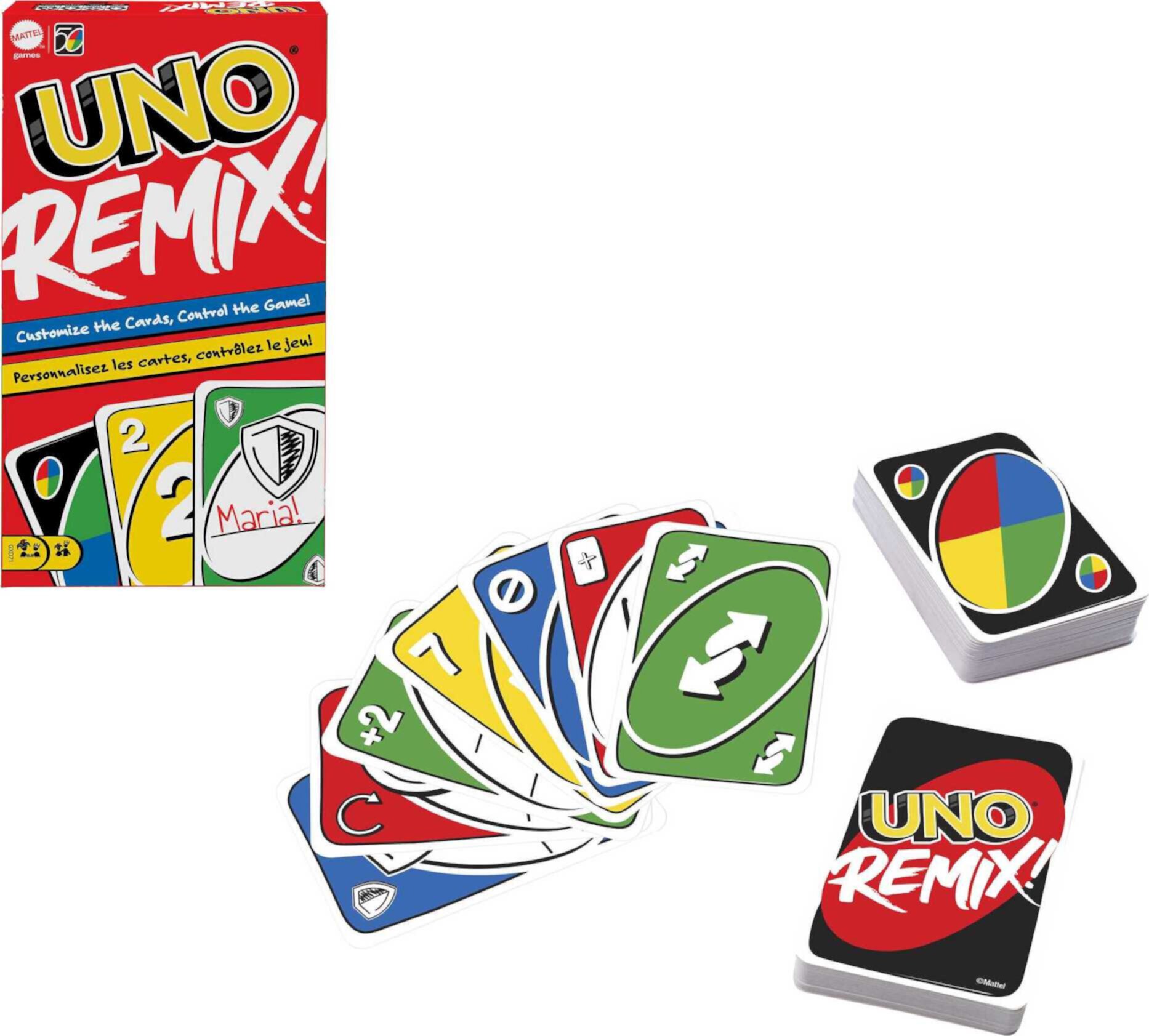 UNO Remix Card Game for Kids, Adults & Family Night with Customizable Options & Write-On Cards UNO