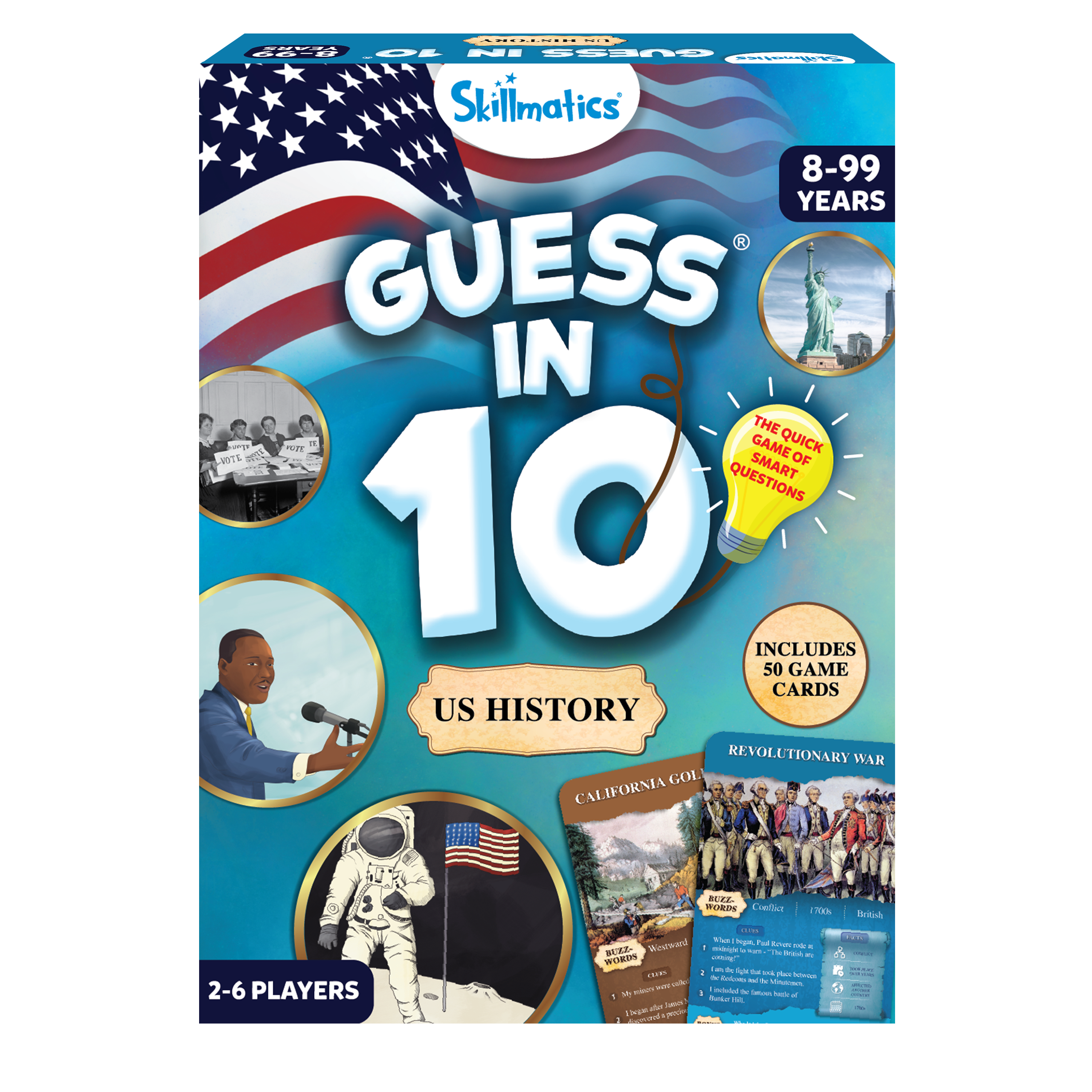 Skillmatics Card Game - Guess in 10 American History, for Ages 8 and up, Product Width 6.9 in Skillmatics