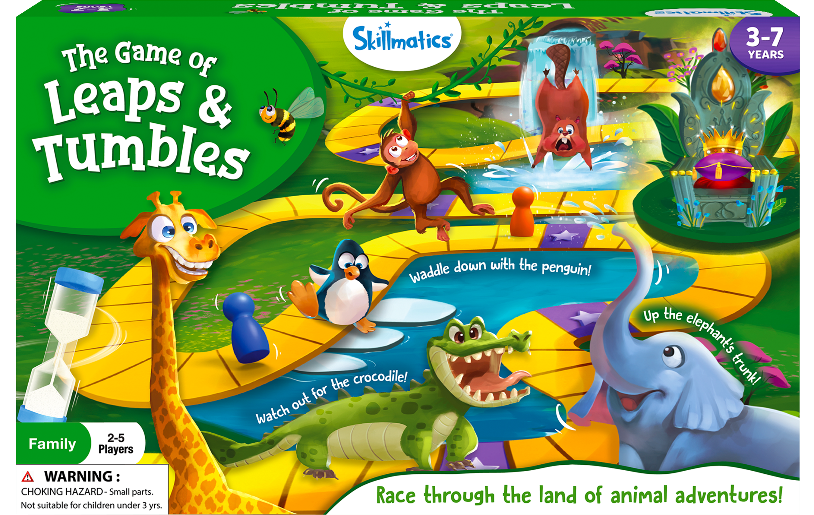 Skillmatics Board Game - Leaps & Tumbles, Classic Game with a Twist for Kids, Preschoolers, Toddlers, Gifts for Girls & Boys Ages 3, 4, 5, 6, 7 Skillmatics