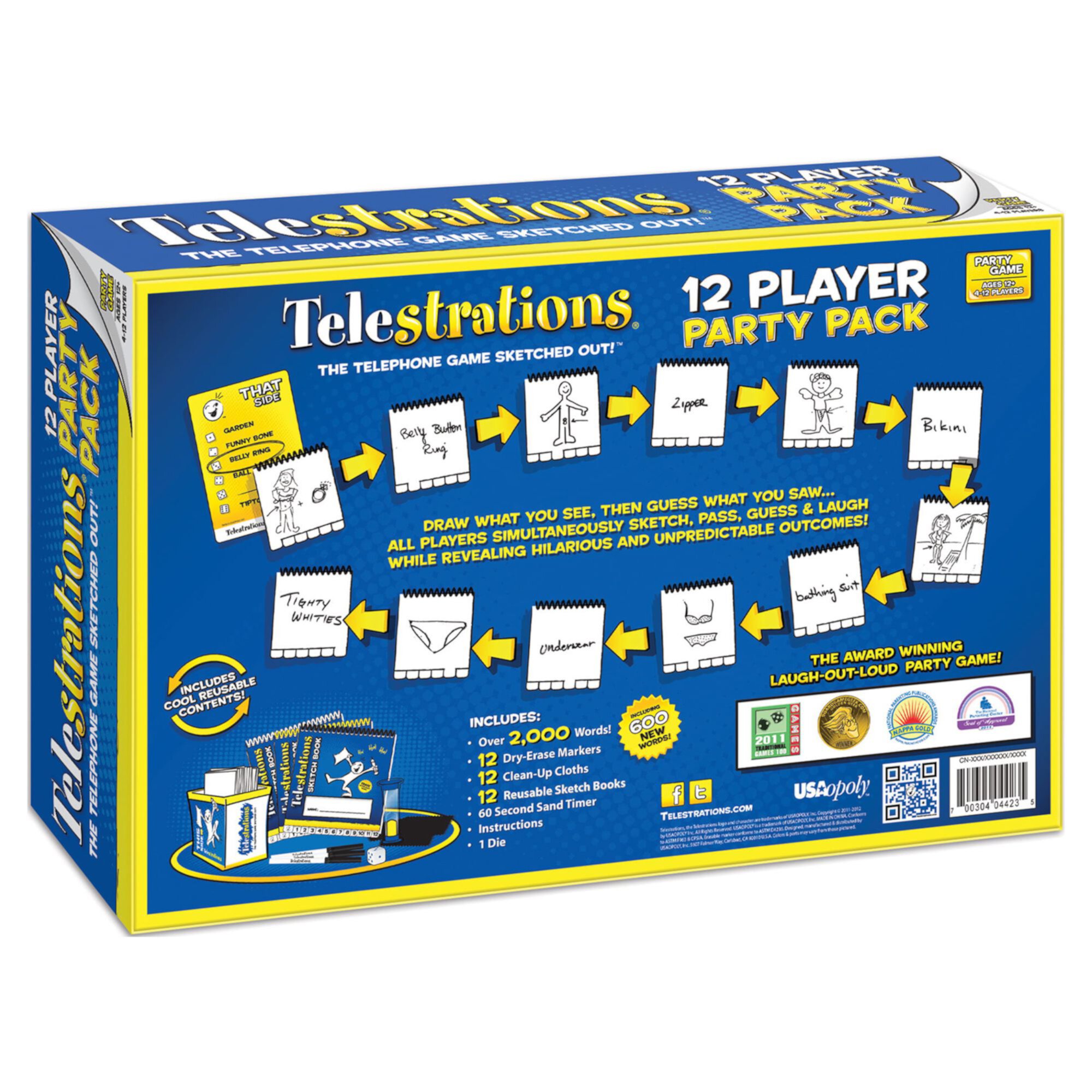 Настольная игра Telestrations для 12 игроков, с 12 цветными блокнотами и 192 карточками USAopoly