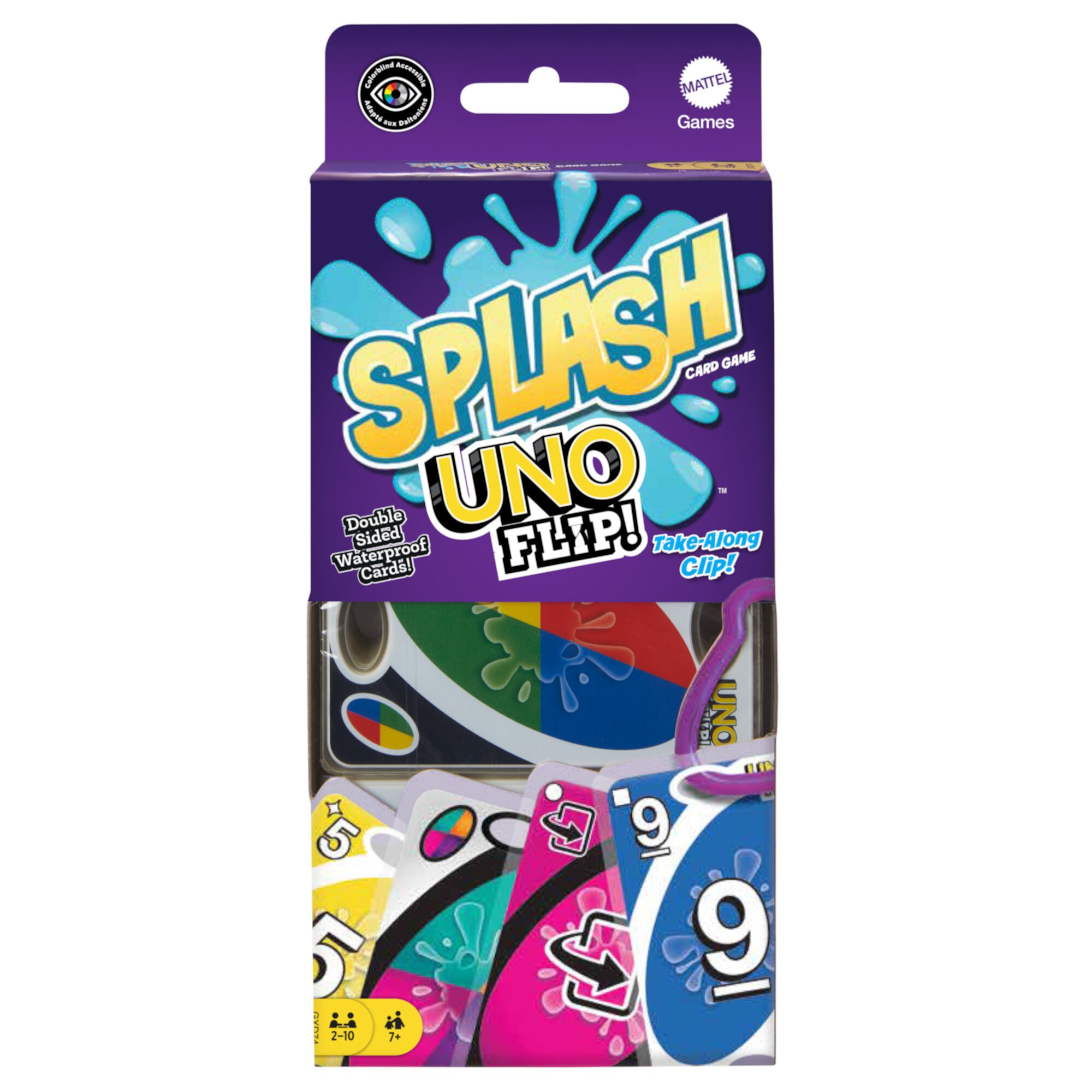 UNO Flip! Splash Card Game for Kids, Adults & Family Night with Water-Resistant Double-Sided Cards UNO