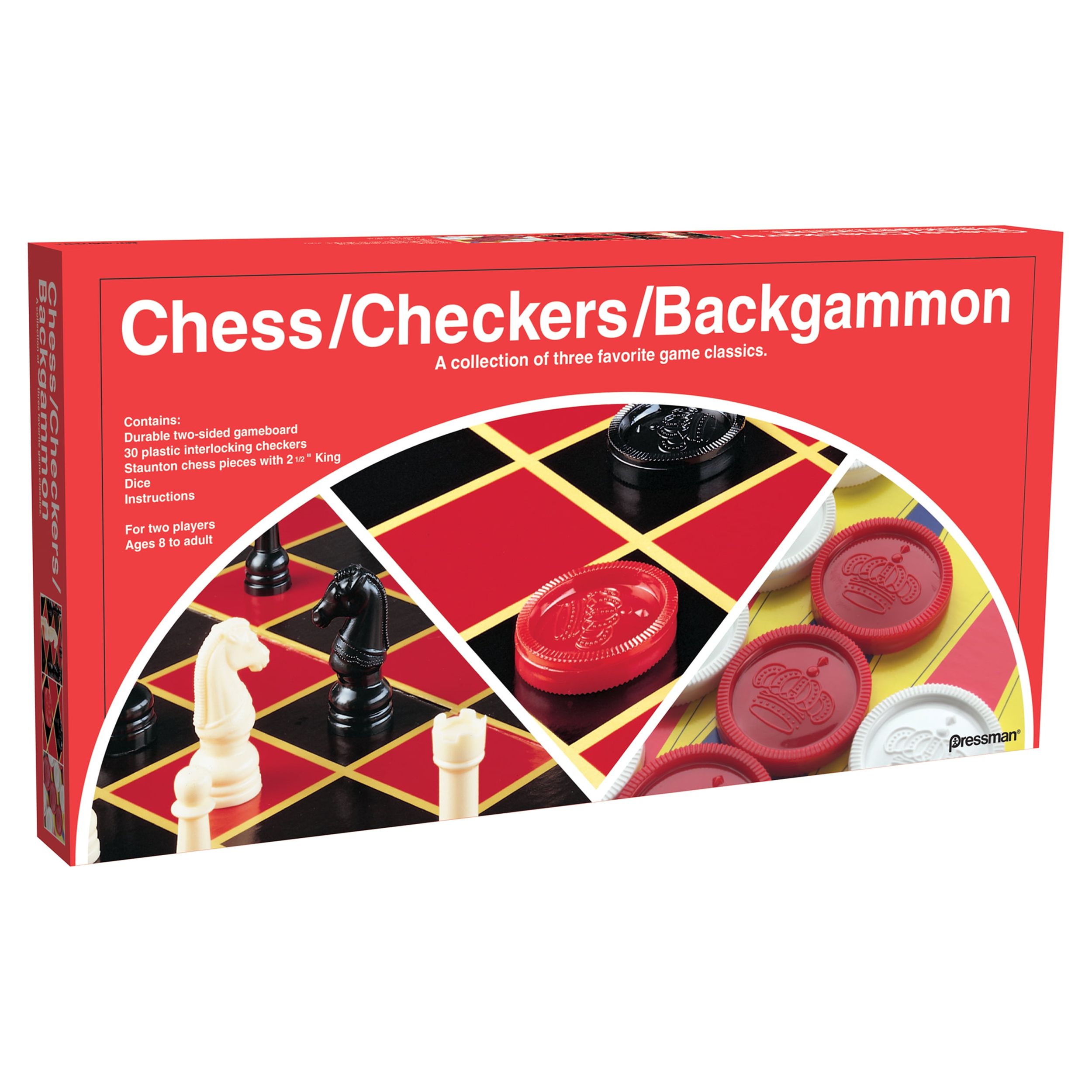 Pressman Toys - Checkers/Chess/Backgammon (Folding Board) Pressman Toys