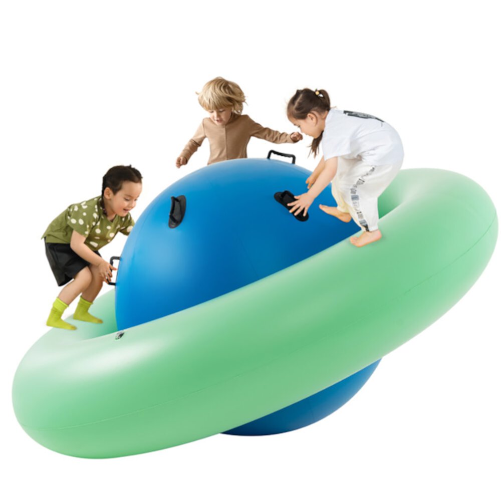 Spaco 7.5 Foot Giant Inflatable Dome Rocker Bouncer with 6 Built-in Handles for Kids-Green, Blow Up Backyard Toy for Outdoor Game Activities, Gift for Boys Girls Ages SPACO