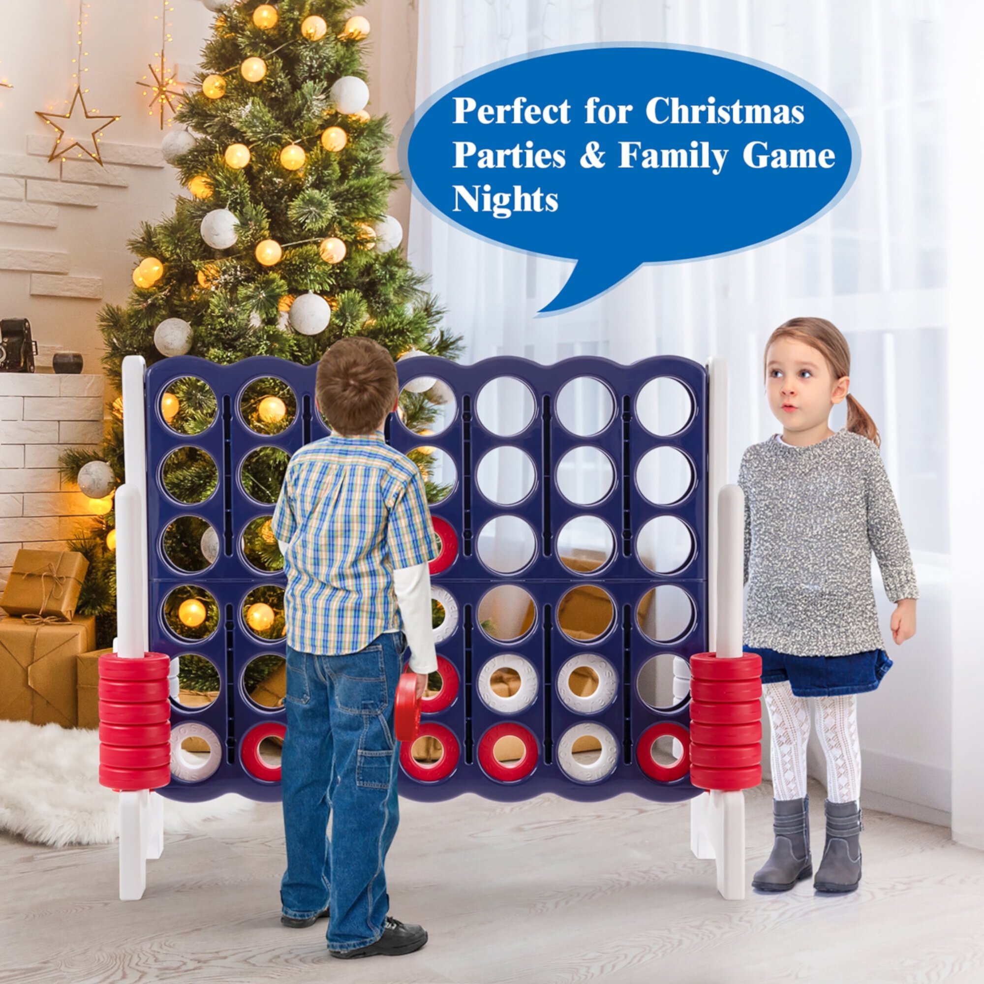 Costway Jumbo 4-to-Score 4 in A Row Giant Game Set Kids Adults Family Fun Red+Blue Costway