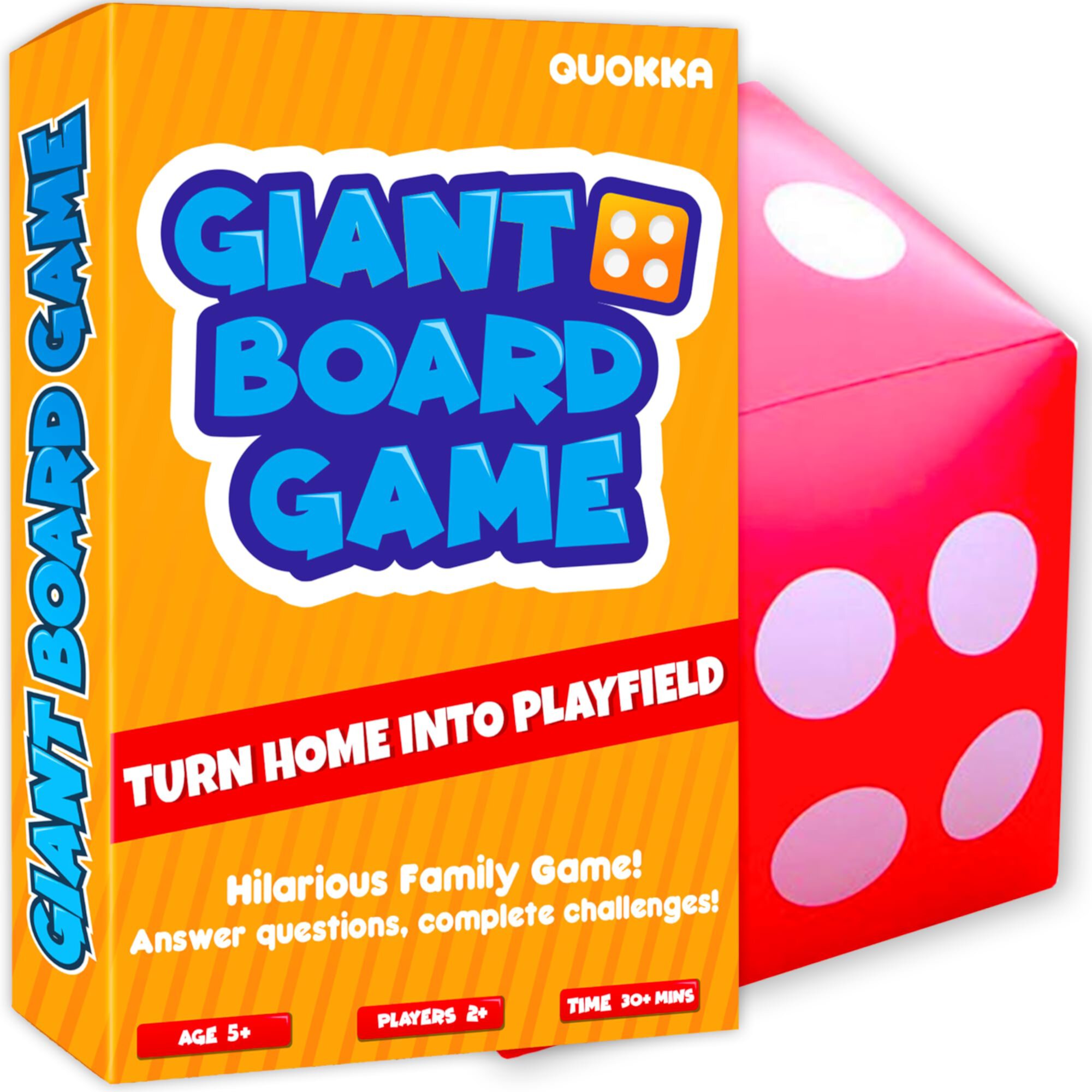 QUOKKA Giant Board Games YPF5&nbsp;for 6 8 Year Olds - Fun Family Game for Kids & Adults with Jumbo Dice - Play Indoor & Outdoor | 250 Challenges | Quick Set Up - Card Trivia Game for Teens Ages 7 10 QUOKKA