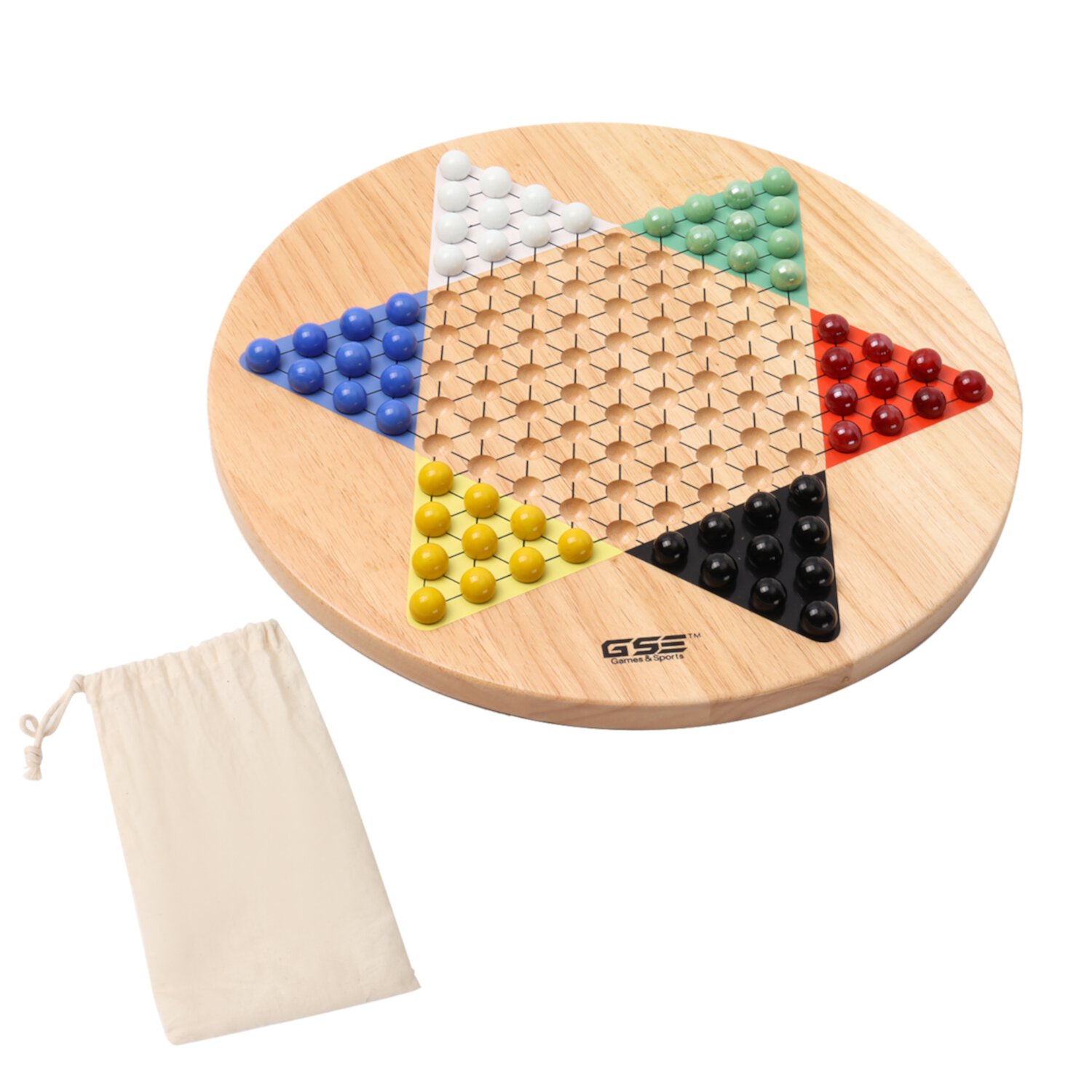 GSE Games & Sports Expert 15" Jumbo Wooden Chinese Checker Board Game Classic Strategy Game with 60 Glass Marbles for Family and Friends GSE Games & Sports Expert