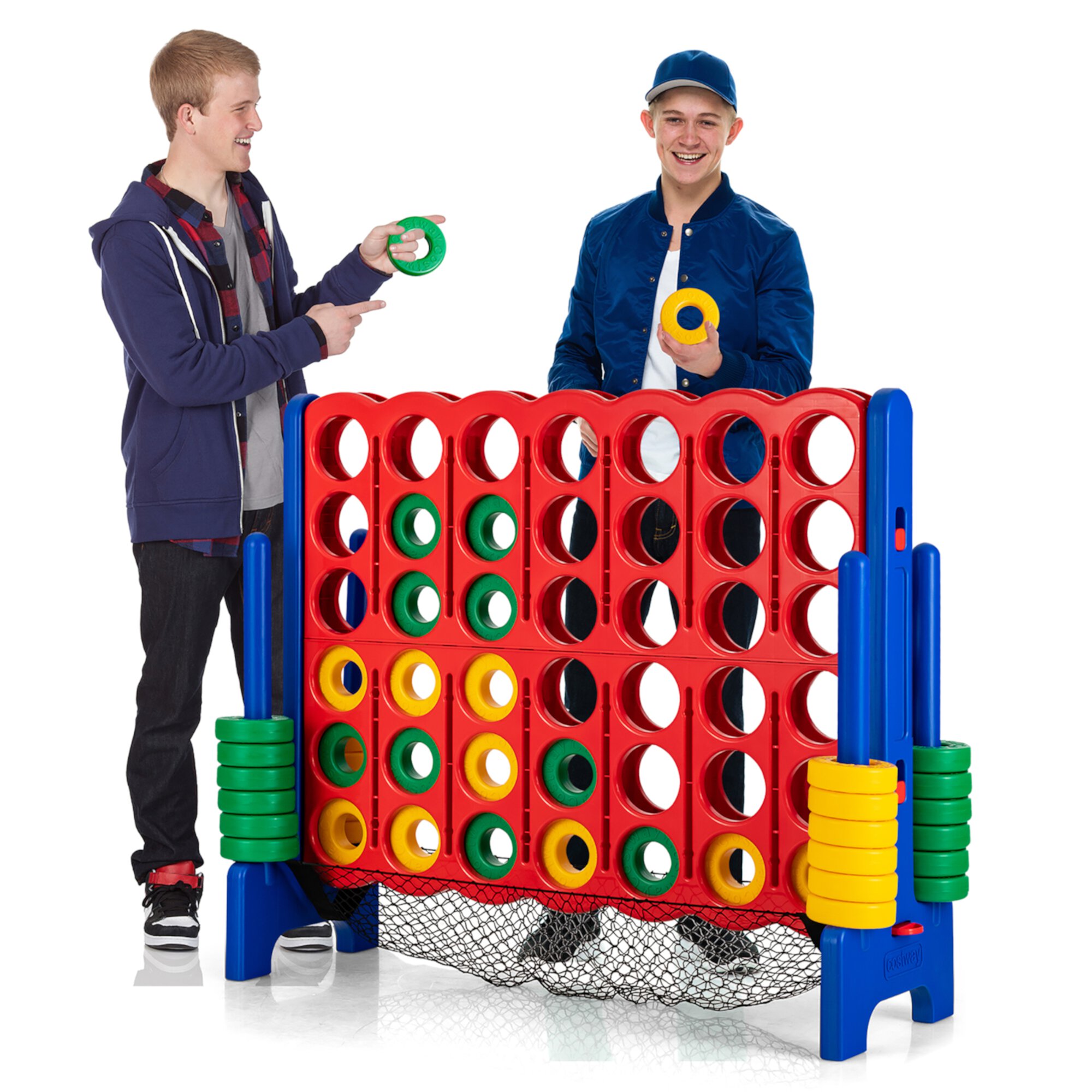 Costway 4-to-Score Giant Game Set 4-in-a-Row Connect Game W/Net Storage for Kids & Adult Costway