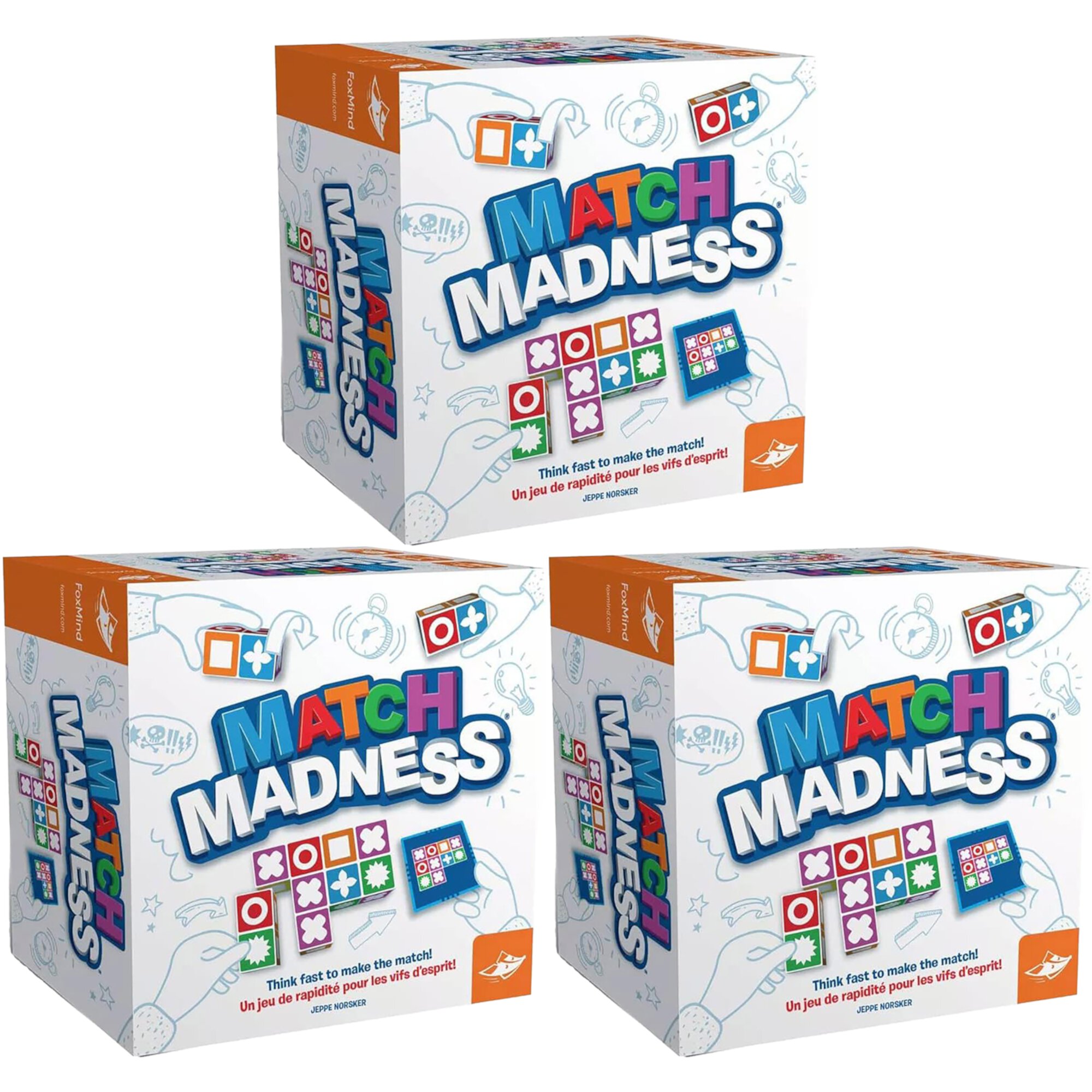 FoxMind Games: 3 Pack Match Madness, A Pattern Matching Puzzle Game, Fine Motor Skills, Play with up to 4 Players, For Ages 7 and up FoxMind