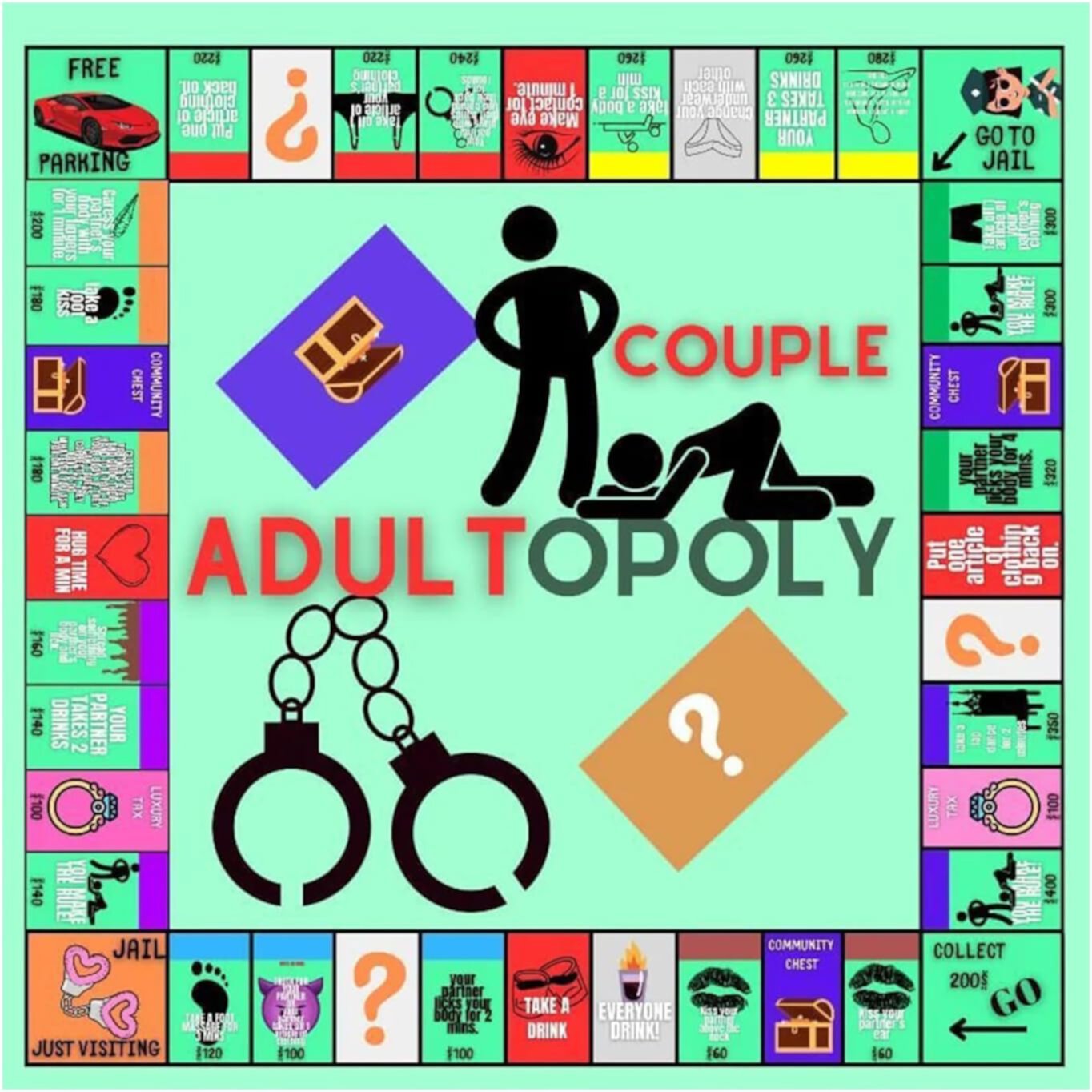 Board Game, Couple Adult Opoly Board Game, Couple Adultopoly Board Game,Couple Board Game, Couple Game Card Board Game Props, Couple Games for Date Night KEVCHE