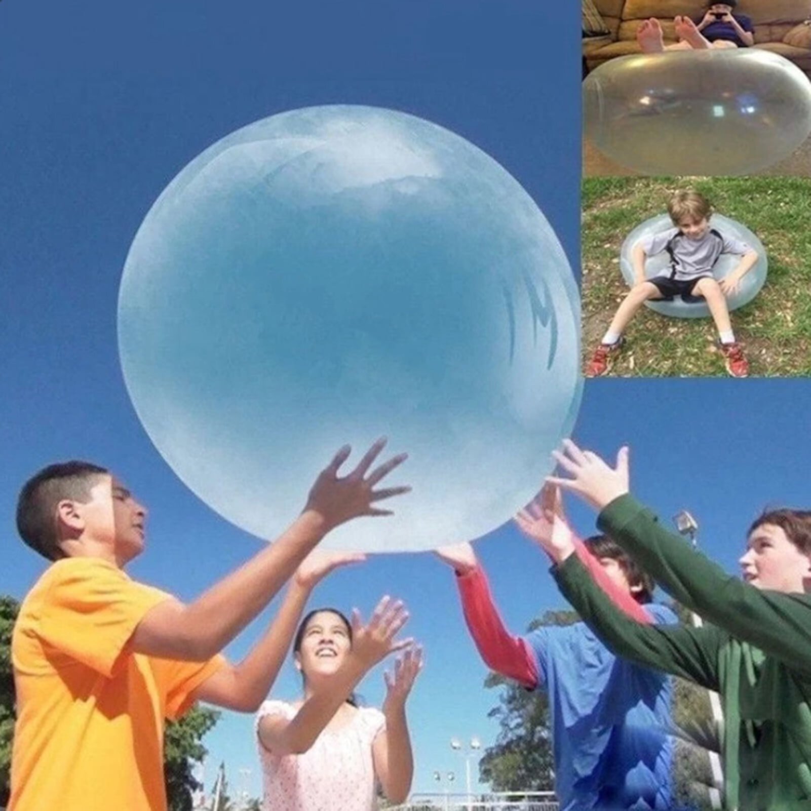 Water Bubble Ball Toy for Kids Adults, Giant Elastic Water Filled Ball Inflatable Beach Ball Soft TPR Ball Jelly Balloon Balls for Outdoor Indoor Party Play GMMGLT