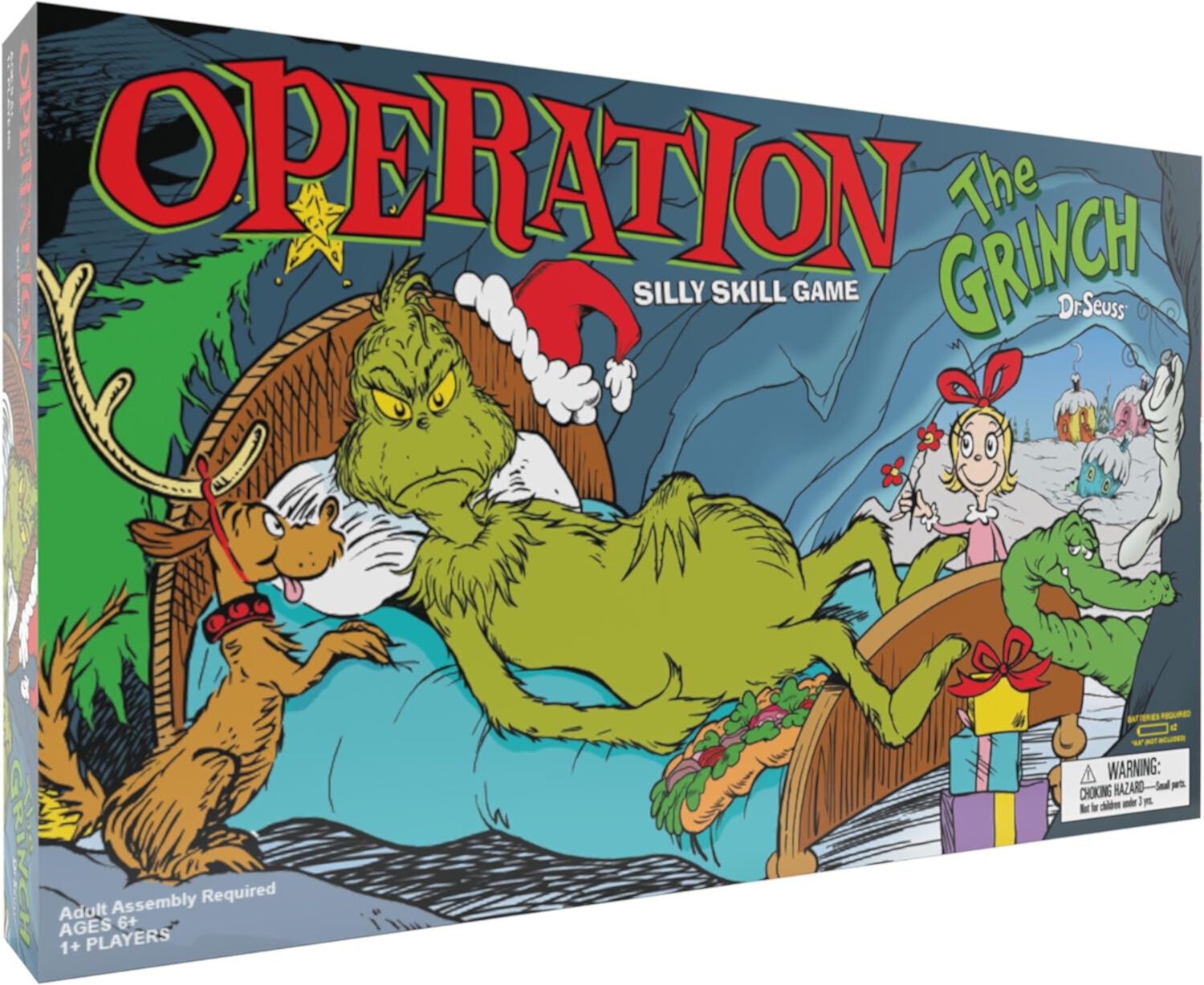 OPERATION: The Grinch Board Game | Classic Dr. Seuss Art & Custom Funatomy Parts USAopoly