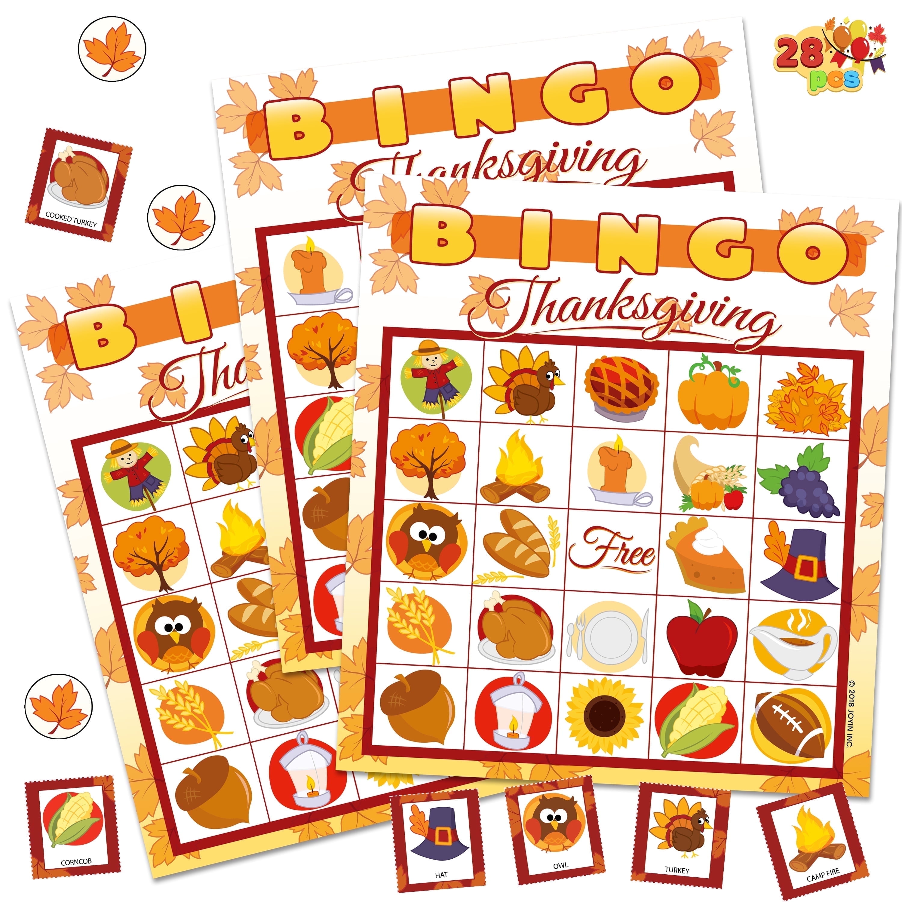 SYNCFUN 28 Players Thanksgiving Bingo Game for Adult Kids,Thanksgiving Decoration Party Supplies SYNCFUN