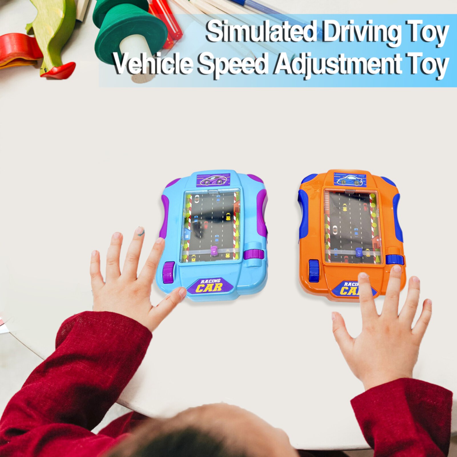 Fairnull Children Handheld Games Console Toy Interesting Avoid Obstacles Racing Car Adventure Level Game Relieve Boredom & Stress Relief Simulated Racing Toy for Kids Aged 3-6 Fairnull