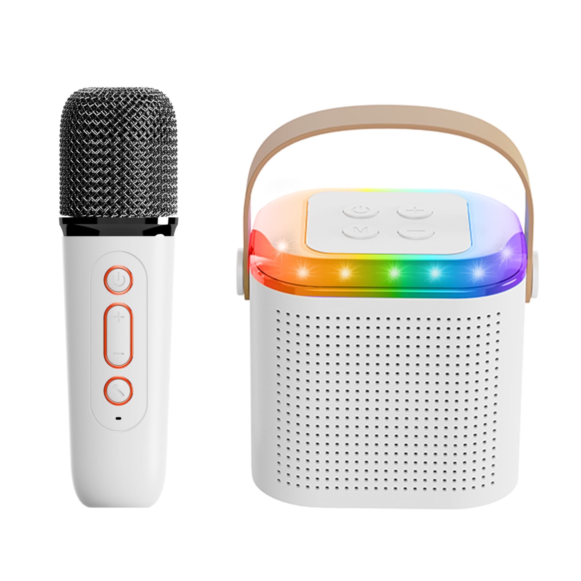 Adofi Upgraded Mini Karaoke Machine for Kids, Portable Bluetooth Speaker with Wireless Microphone for Kids Toddler, Gifts for Girls and Boys Birthday Home Party (White 1 mic) Adofi