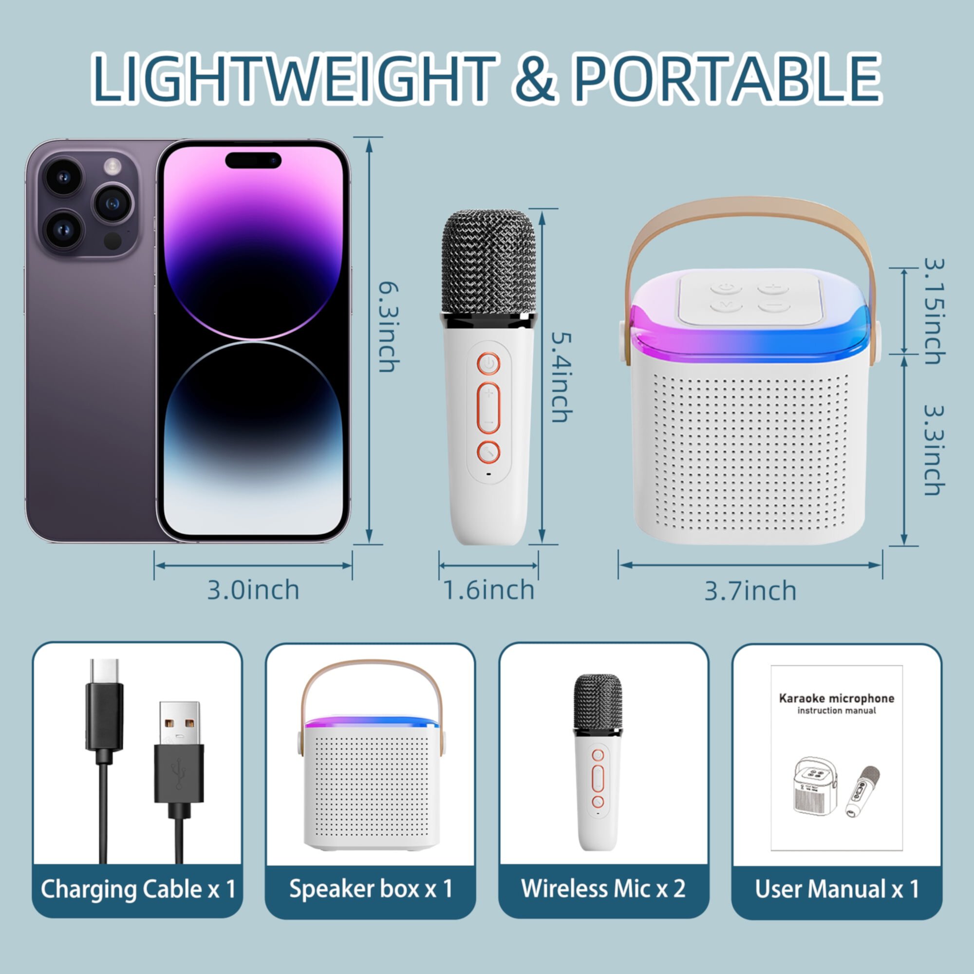 Adofi Mini Máquina de Karaoke Mejorada para Niños, Altavoz Bluetooth Portátil con Micrófono Inalámbrico para Niños Pequeños, Regalos para Fiestas de Cumpleaños en Casa de Niñas y Niños (Rosa 1 Micrófono) Adofi