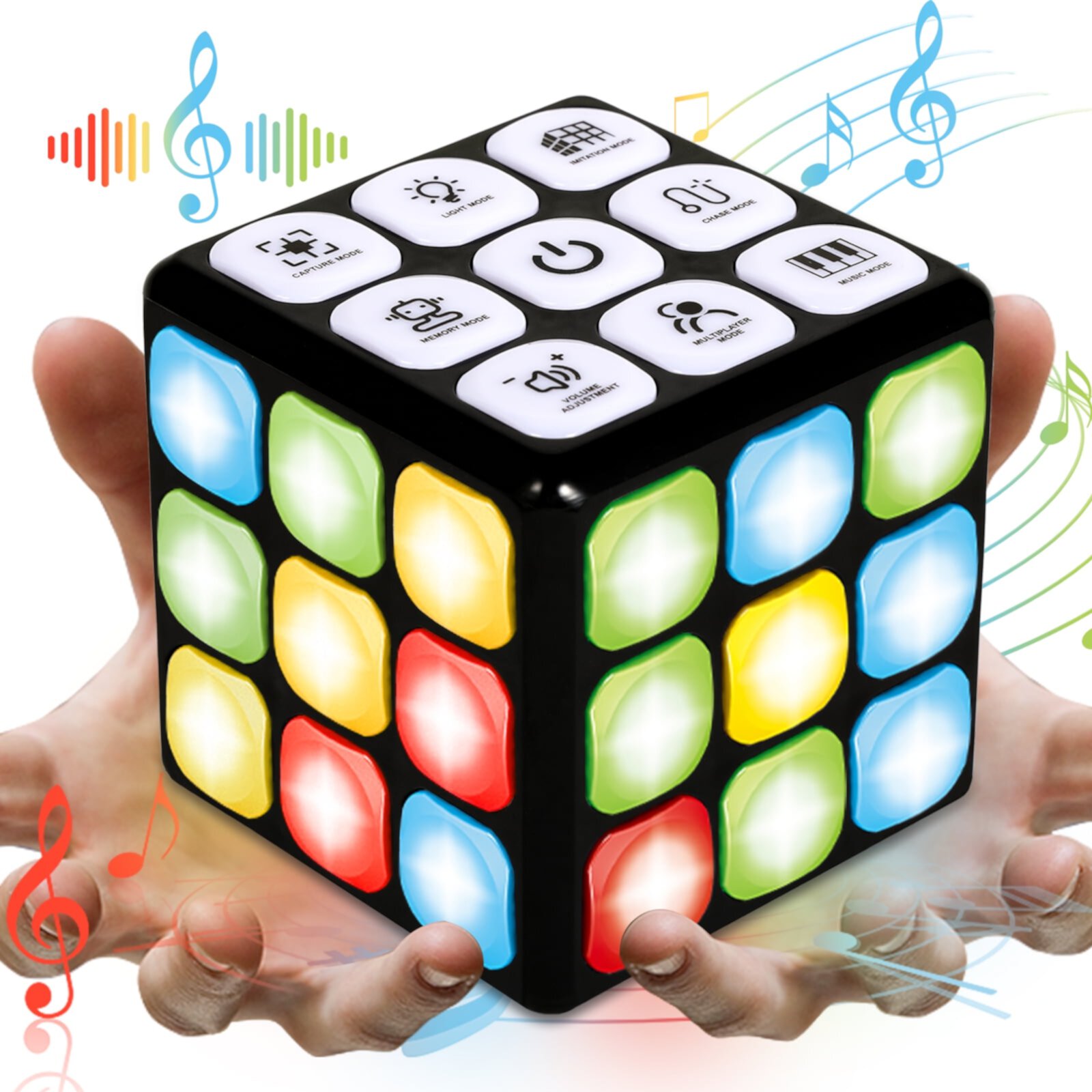 AOKESI Kids Flashing Cube, Handheld STEM Cube Game 7 Fun Brain & Memory Games, Electronic Light Up Cube Puzzle Toy Sensory Fidget Cube Gift for Boys Girls, Age 3-12 AOKESI