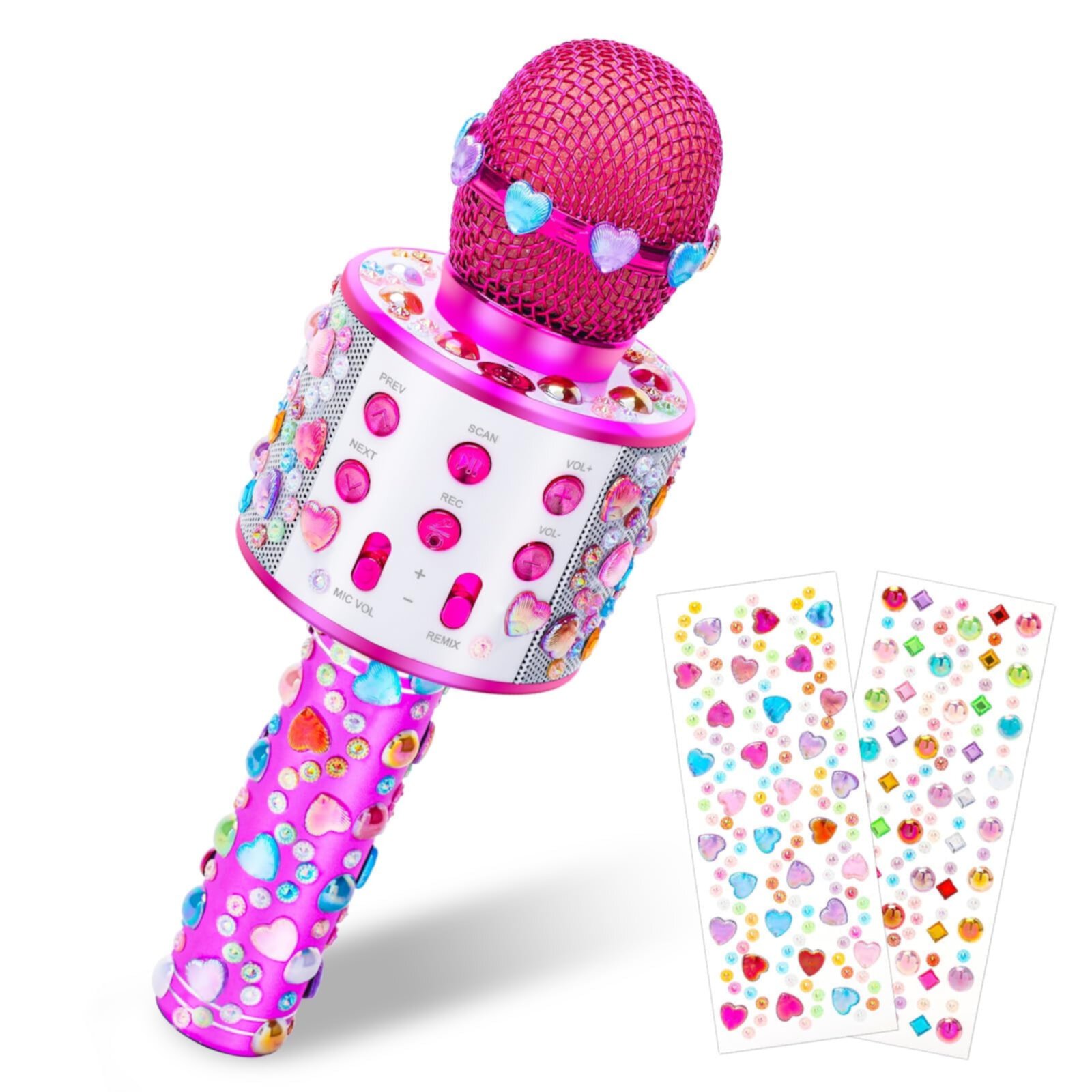 Microphone Toys for 6-12 Year Old Toddler Boy Girls Craft Kits for Kids Bluetooth Singing Microphone with Decorative Stickers Toys for 5-12 Year Old Girl Kids Karaoke Birthday Present Age 6 7 8 9 10 SUNNYPIG