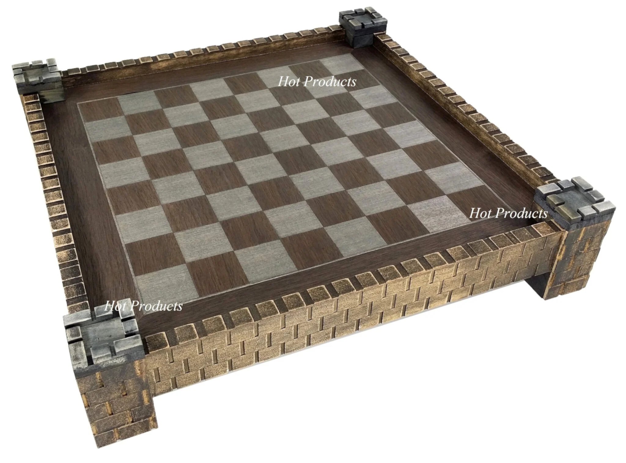 17 1/2" Medieval Times Fortress / Castle Chess Board 1 9/16" Squares Unknown