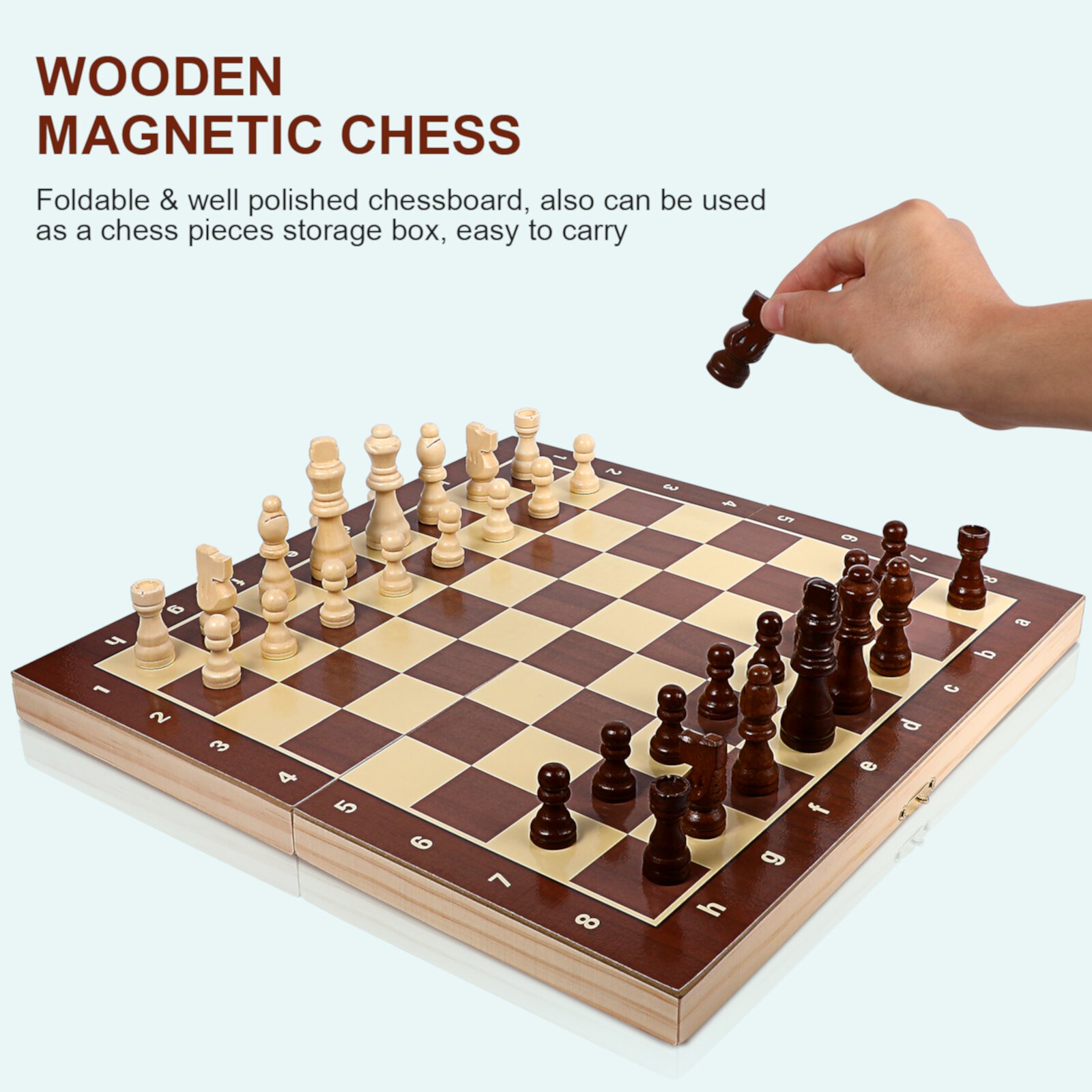 2 Sets Wood Magnetic Discount Wooden Chess Board Magnetic Chess Game Magnetic Game Parent-child Travel Eease