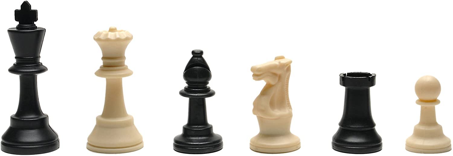 WE Games Plastic Staunton Chess Pieces - Black & Cream - 3.75 in King WE Games