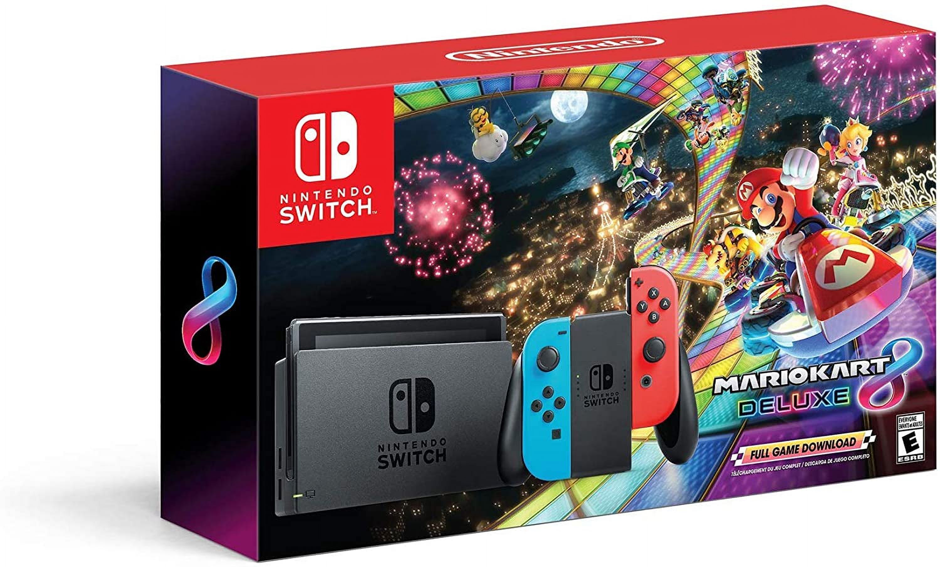 Nintendo Switch with Blue & Red Joy-Con, Mario Kart 8 Deluxe & 3 Month Membership Nintendo