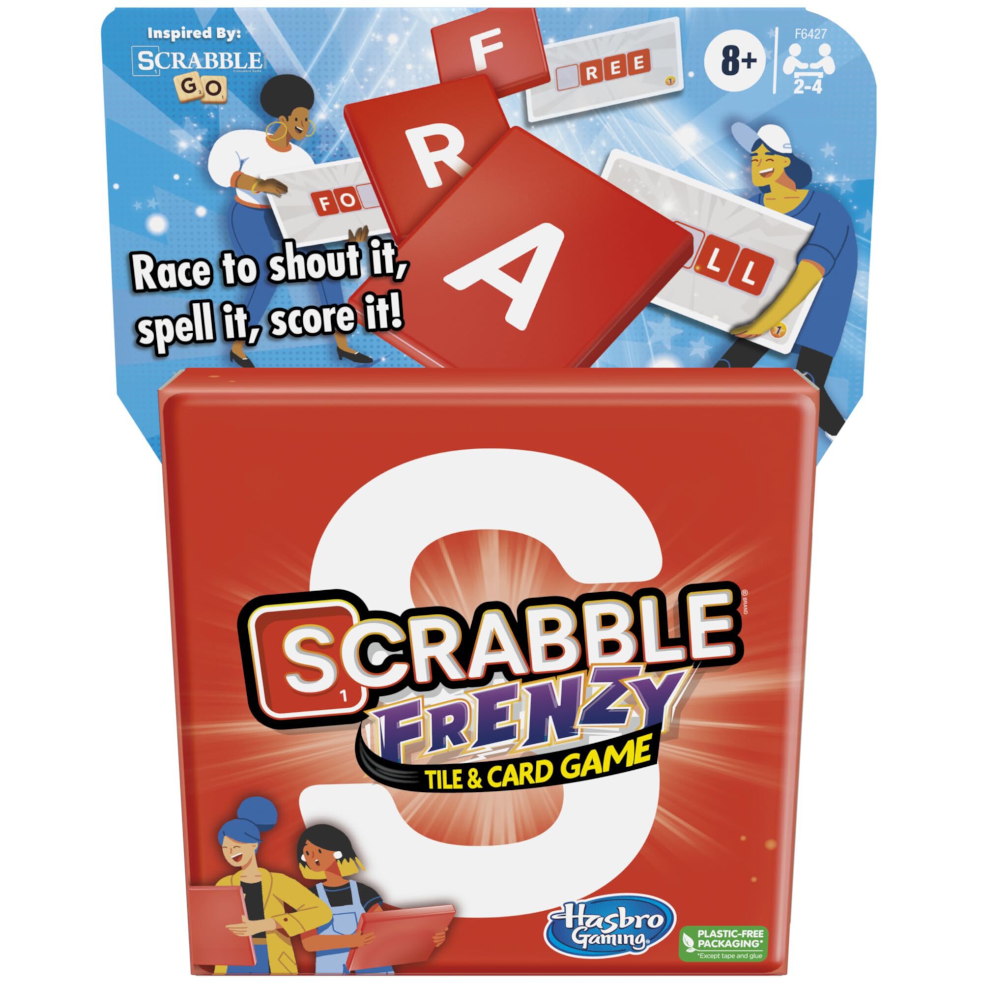 Динамичная карточная игра Scrabble Frenzy для 2-4 игроков, от 8 лет, увлекательное семейное развлечение Hasbro