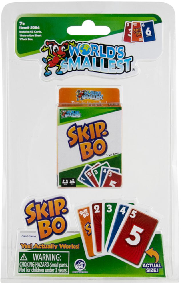 Настольная игра Skip-Bo для детей от 7 лет, 63 карты, компактная версия Knick Knack Toy Shack