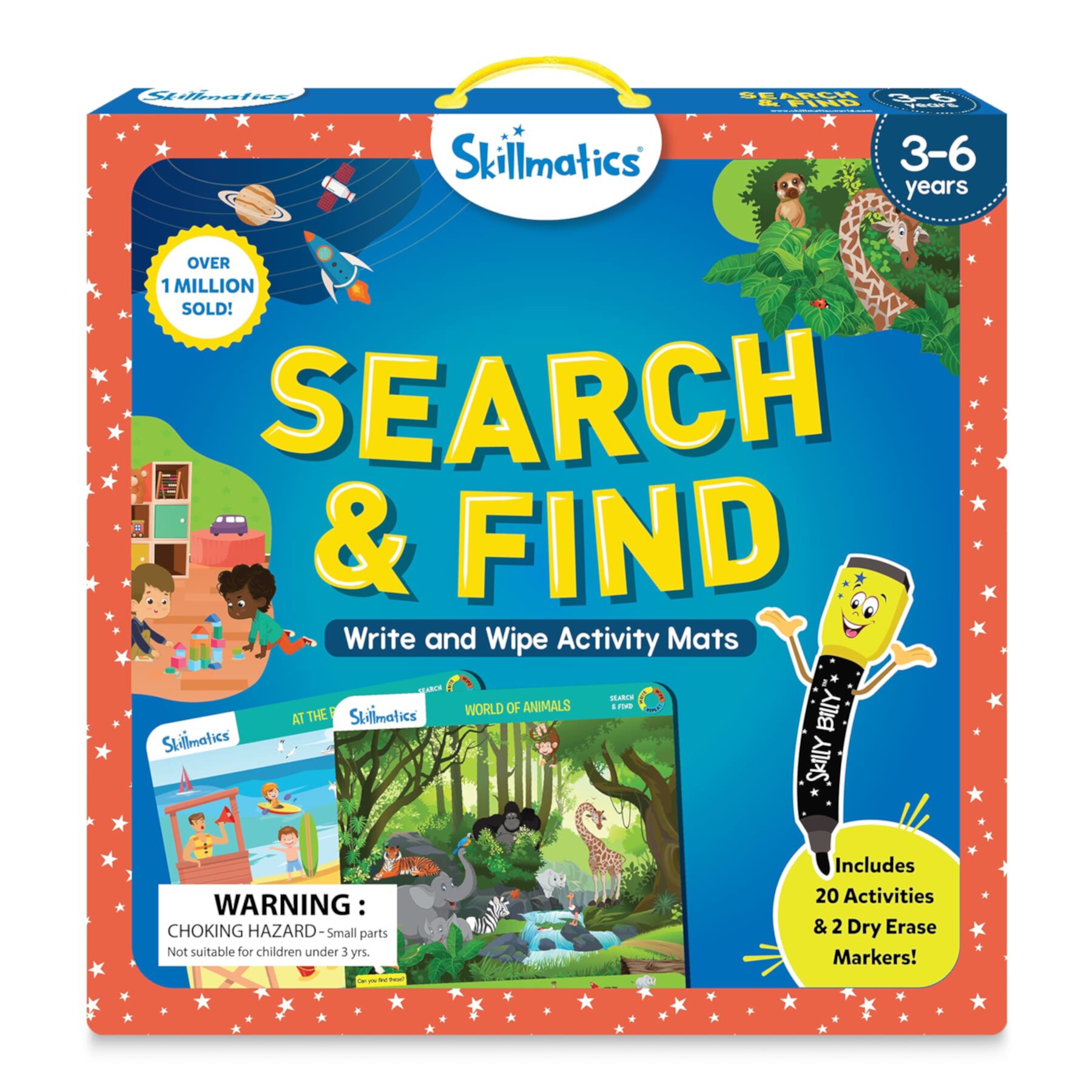 Skillmatics Educational Learning Activity - Search and Find, 20 Reusable Mats, 2 Dry Erase Markers, Ages 3-6 Skillmatics