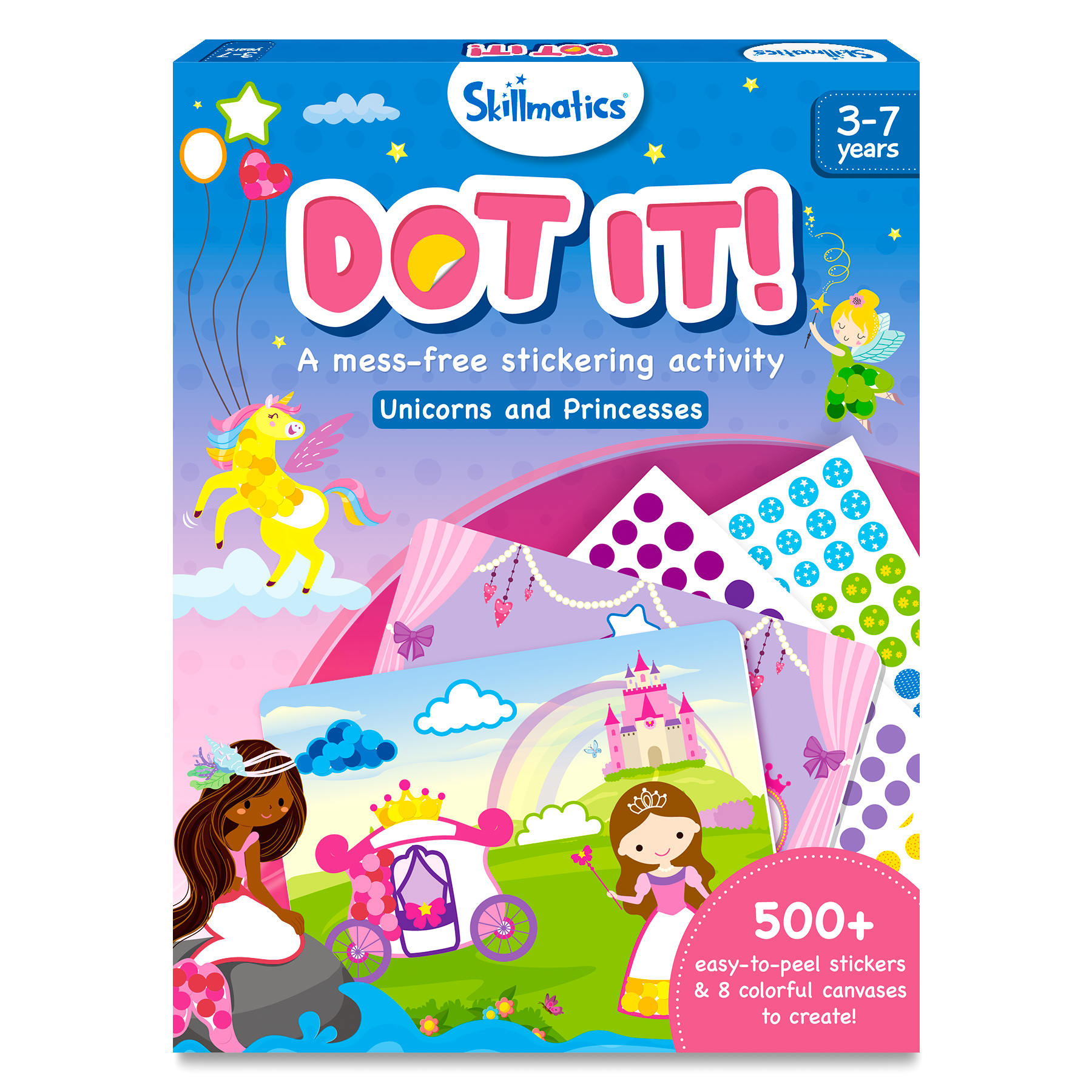 Skillmatics Art Activity - Dot It Unicorns & Princesses, No Mess Sticker Art for Kids, Craft Kits, DIY Activity, Gifts for Boys & Girls Ages 3, 4, 5, 6, 7, Travel Toys Skillmatics