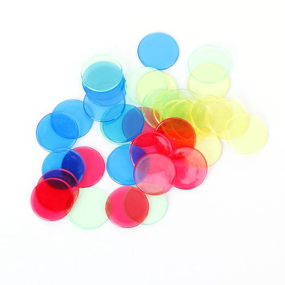 Chidian 40pcs Transparent Counters Counting Bingo Chips Plastic Markers Bingo Supplies (Green) Chidian