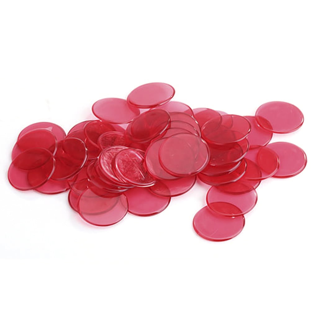 Sipeihong Party 80pcs Transparent Counters Counting Bingo Chips Plastic Markers Bingo Supplies (Red) Sipeihong