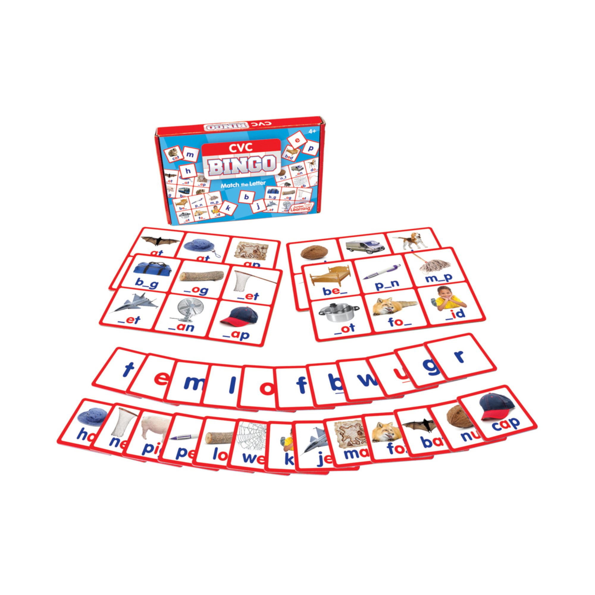 CVC Bingo Junior Learning for Ages 4-5 Kindergarten Learning, Langauge Arts Letter Sounds, Perfect for Home School, Educational Resources Junior Learning