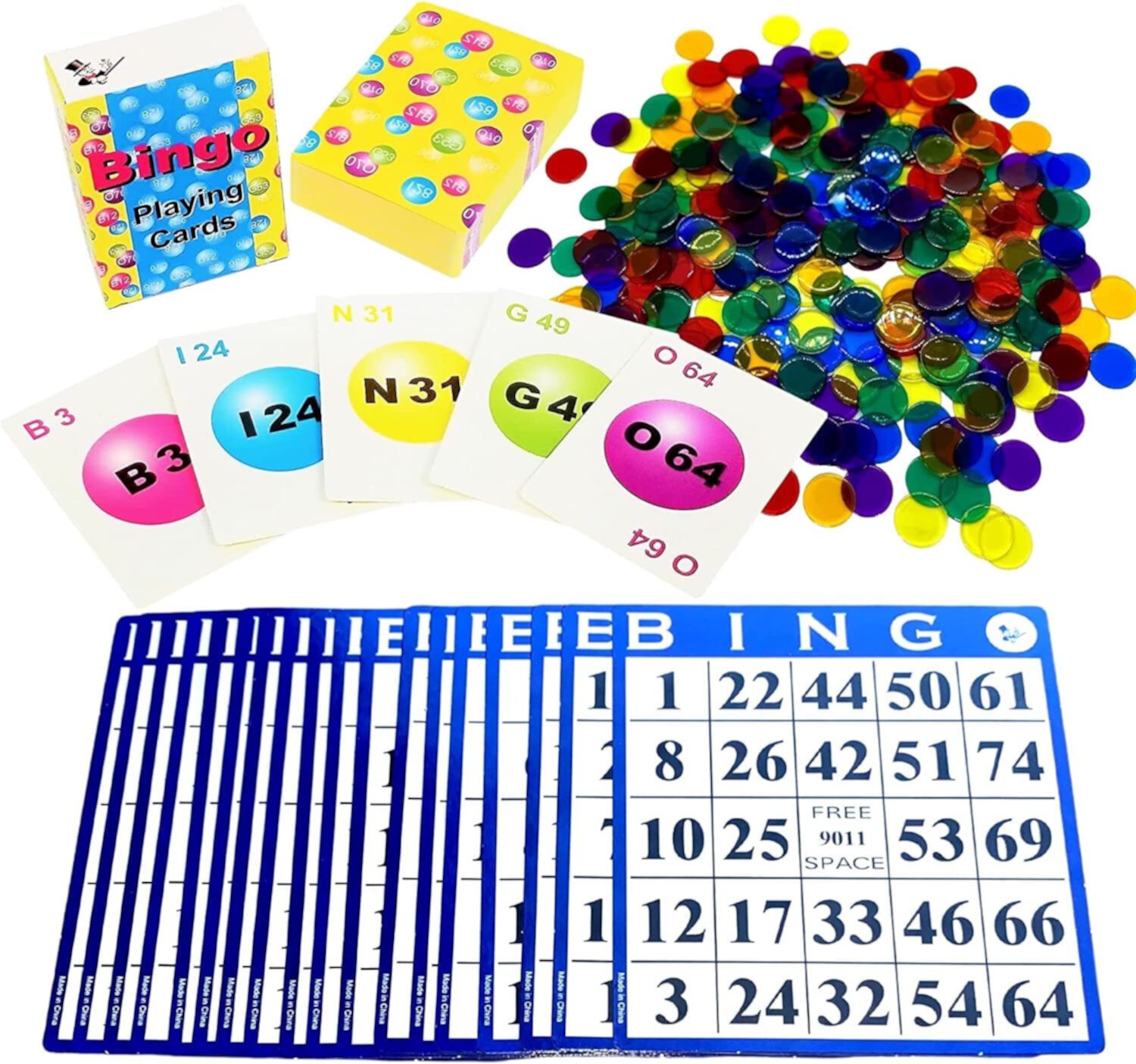 Mr. Chips Bingo Game with 18 Bingo Cards, 300 Bingo Chips, and Calling Cards Mr. Chips