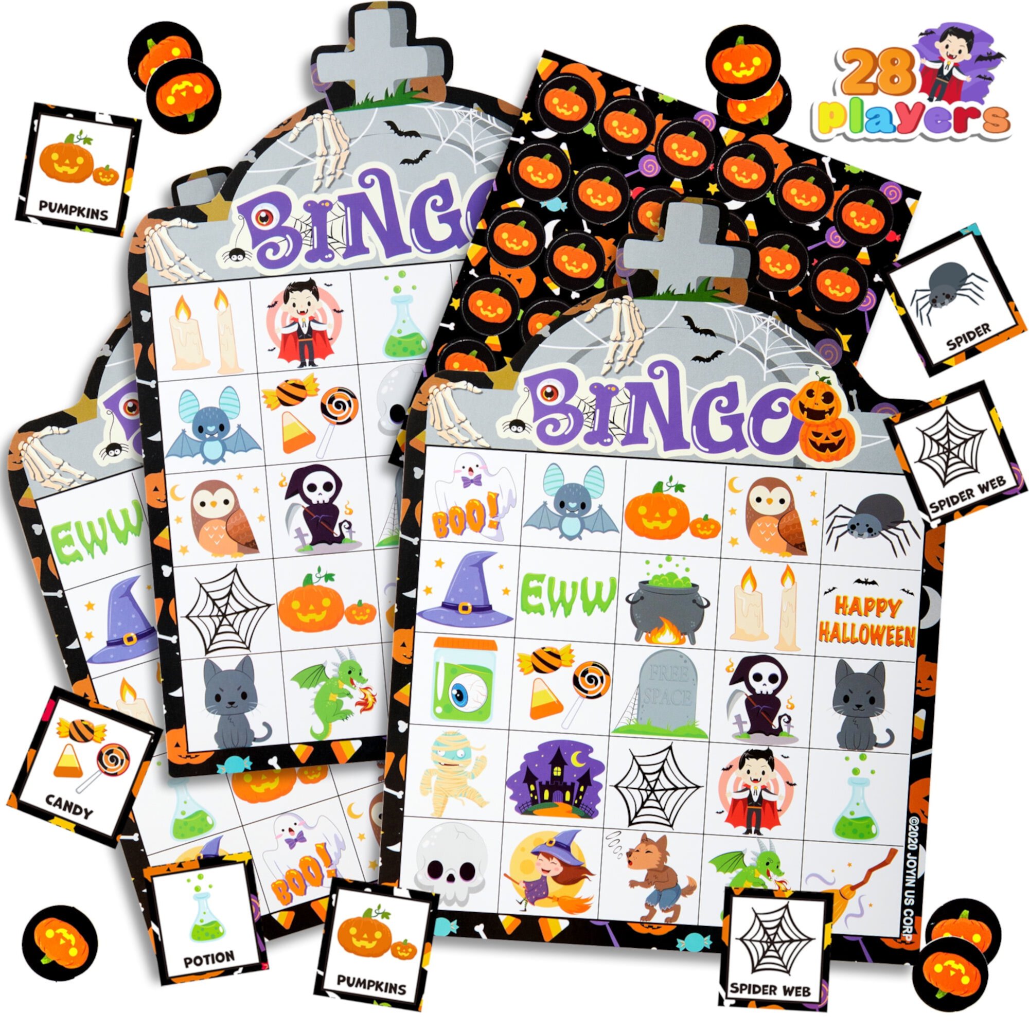 Syncfun 28 Pack Halloween Bingo Game Cards Games for Kids,Halloween Bingo Fun Party Games Classroom Games Activities Party Supplies SYNCFUN