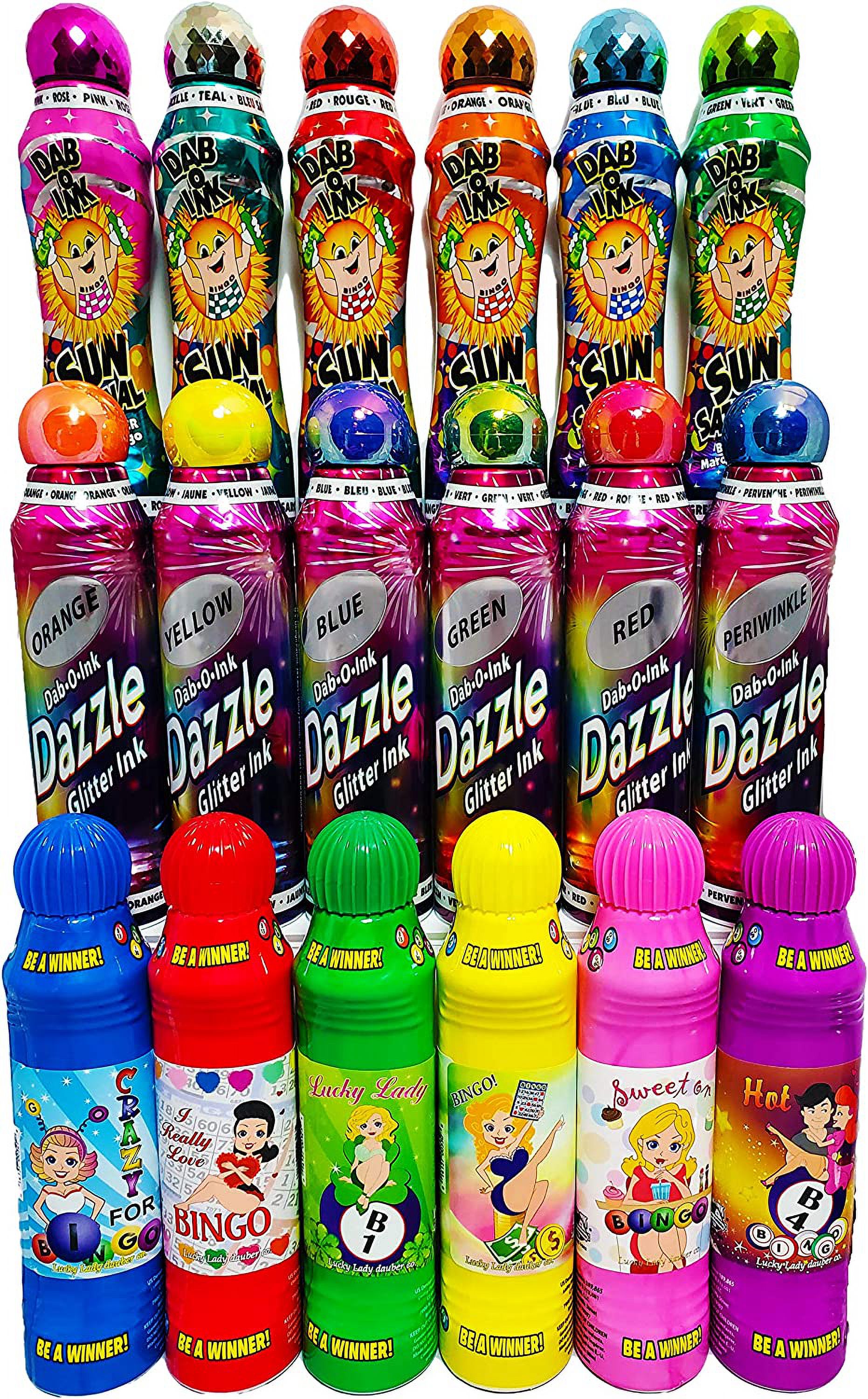 3 oz. 18 Pack Dazzle Glitter, Sunsational, Lucky Ladies Bingo Daubers Combo! Coming soon