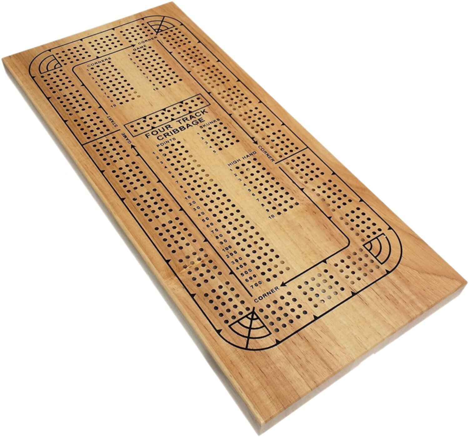 WE Games Classic Solid Wood, 4 Track Cribbage Board WE Games