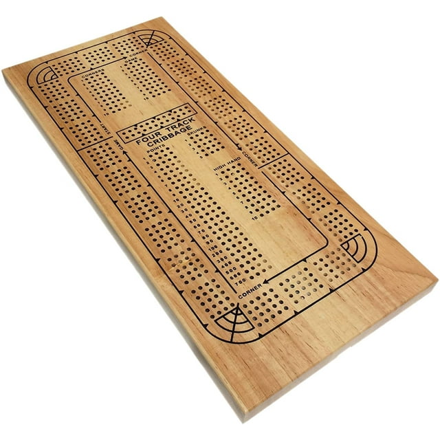 WE Games Classic Solid Wood, 4 Track Cribbage Board WE Games