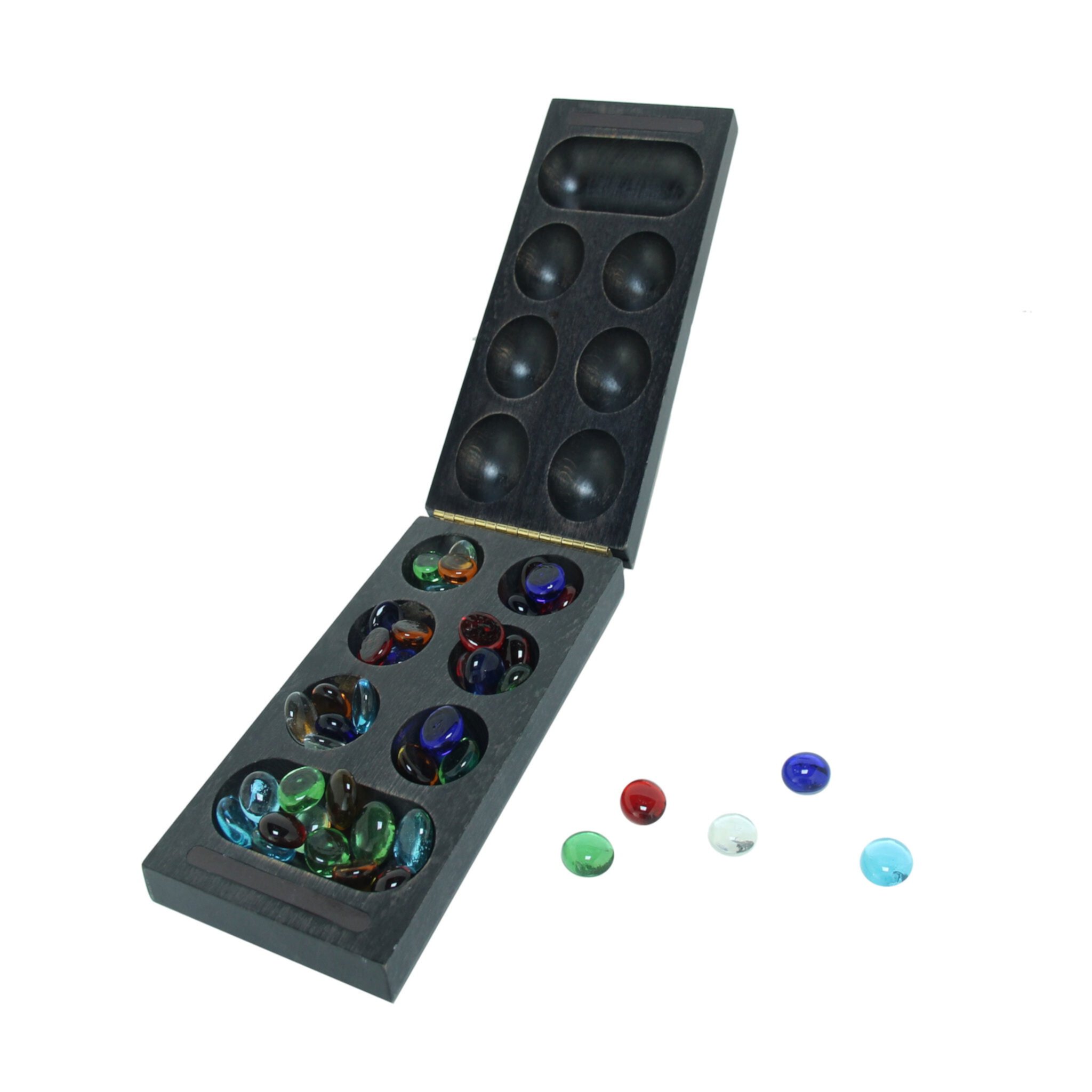 WE Games Folding Mancala - Solid Wood Board & Glass Stones WE Games