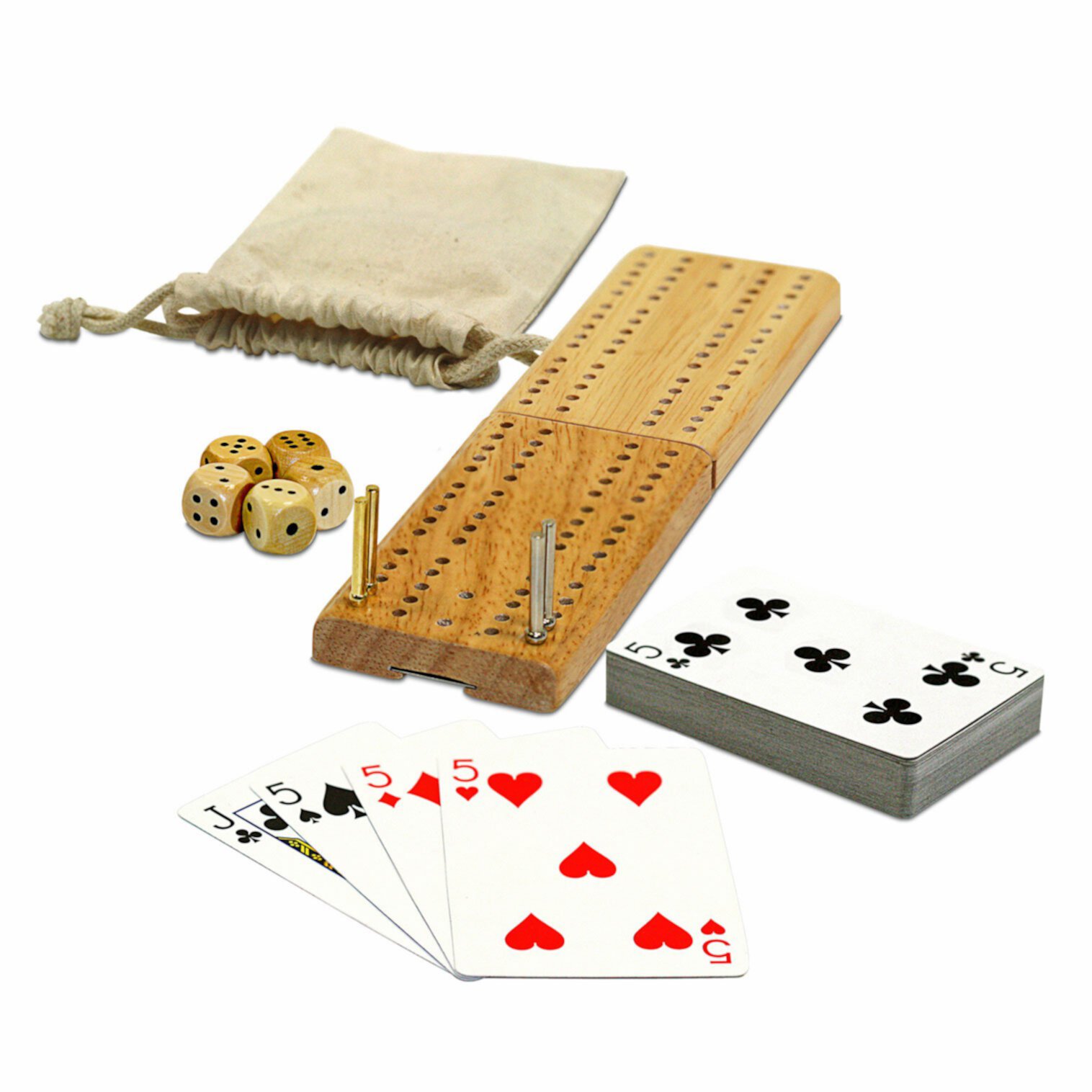 WE Games Cribbage and More Travel Game Pack - Solid Wood Board WE Games