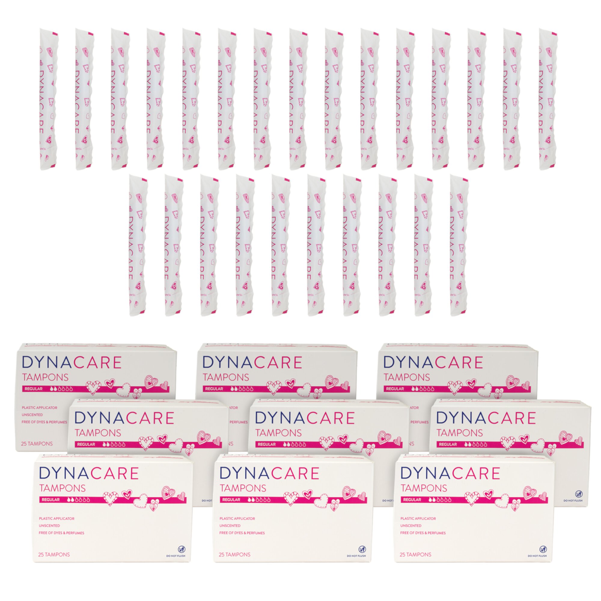 Dynarex Regular Tampons – Bulk Feminine Hygiene Product with Plastic Applicator – 6-Hour Protection – 9 Boxes, 225 Total Tampons Dynarex