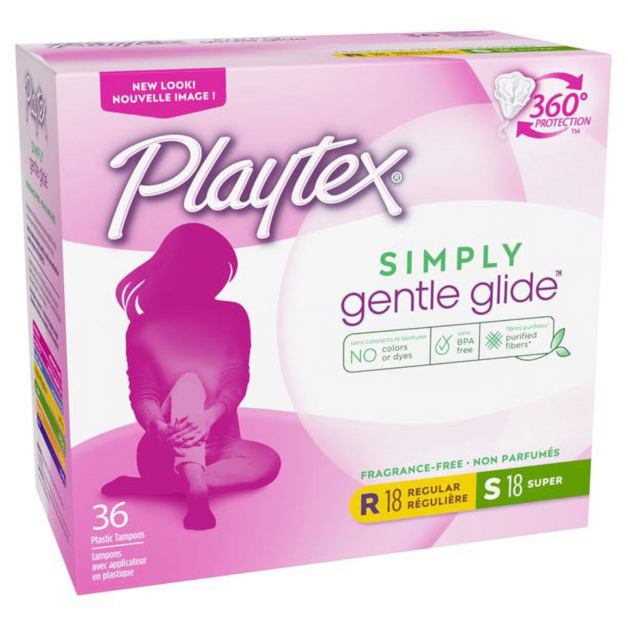 Playtex Simply Gentle Glide Multipack Unscented Tampons Regular & Super Absorbencies, 108 Count Playtex