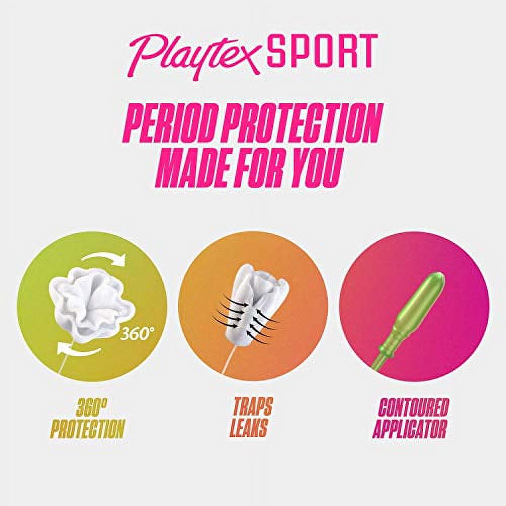 Playtex, Sport Tampons Regular Absorbency, White, Unscented, 48 Count Playtex