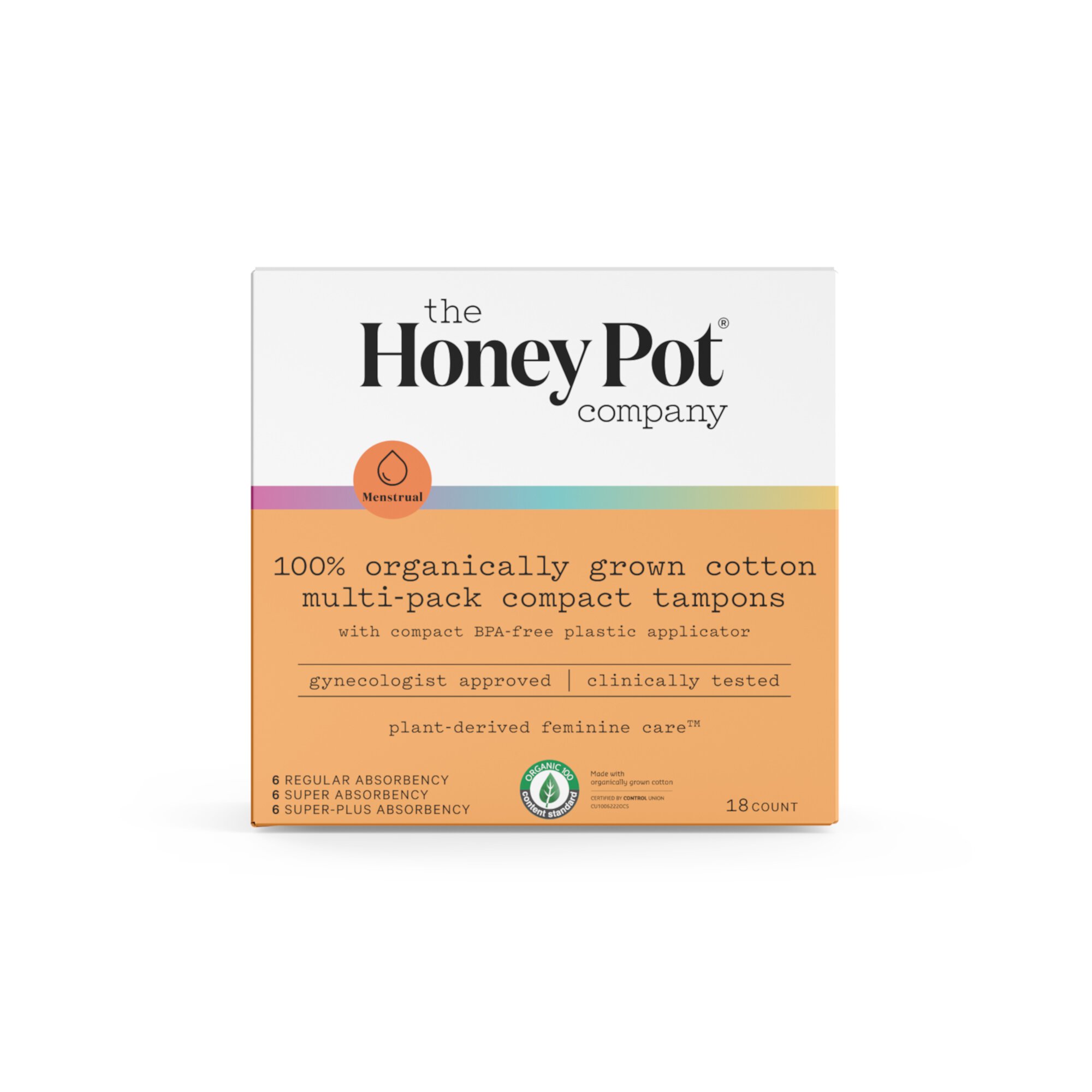 The Honey Pot Company, Organic Cotton Multi-Pack Compact Tampons, 18 ct. The Honey Pot Company