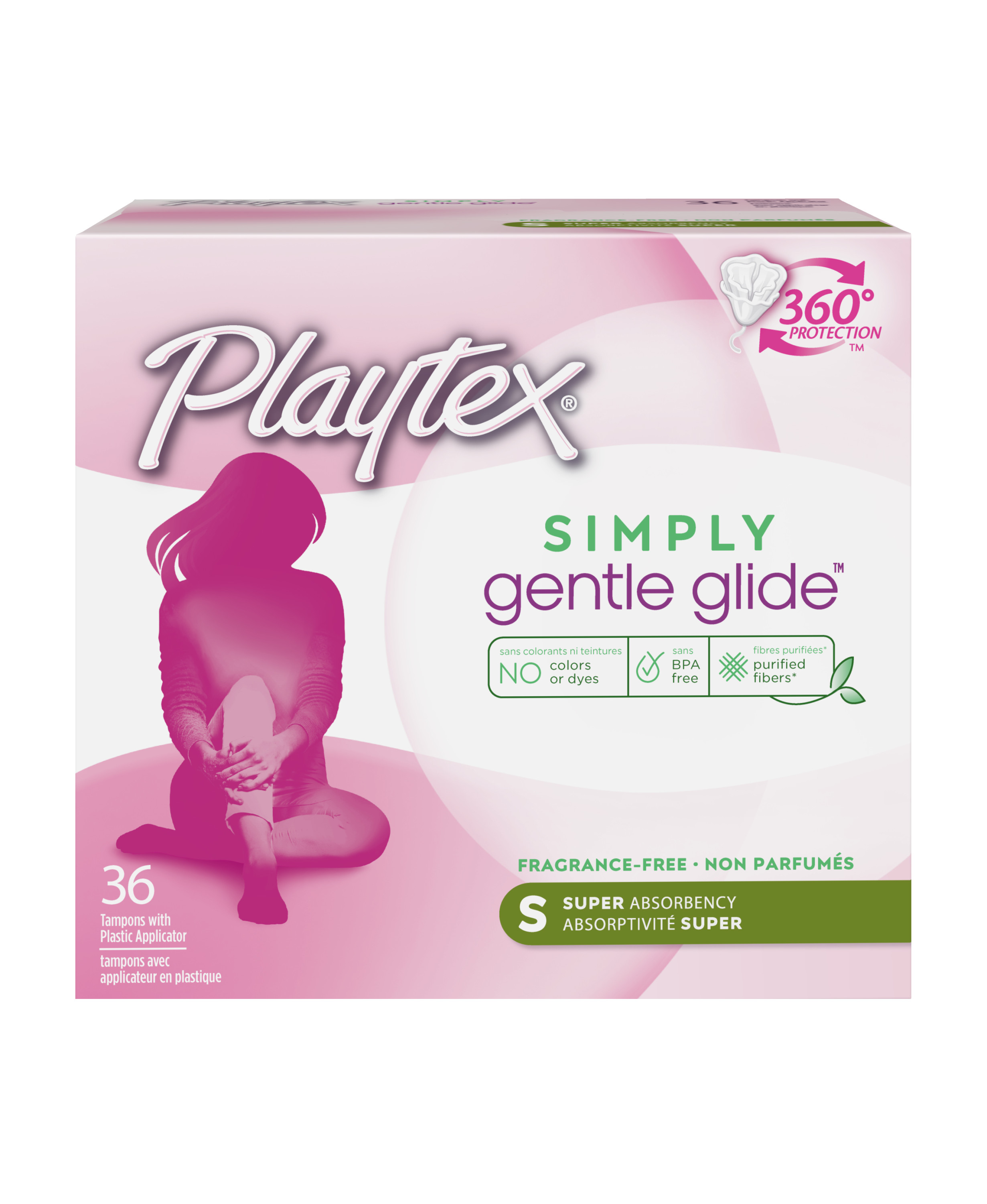 Playtex Simply Gentle Glide Unscented Tampons, Super Absorbency, 36 Count (Pack of 1) (Packaging May Vary) White 36 Count (Pack of 1) Super Playtex