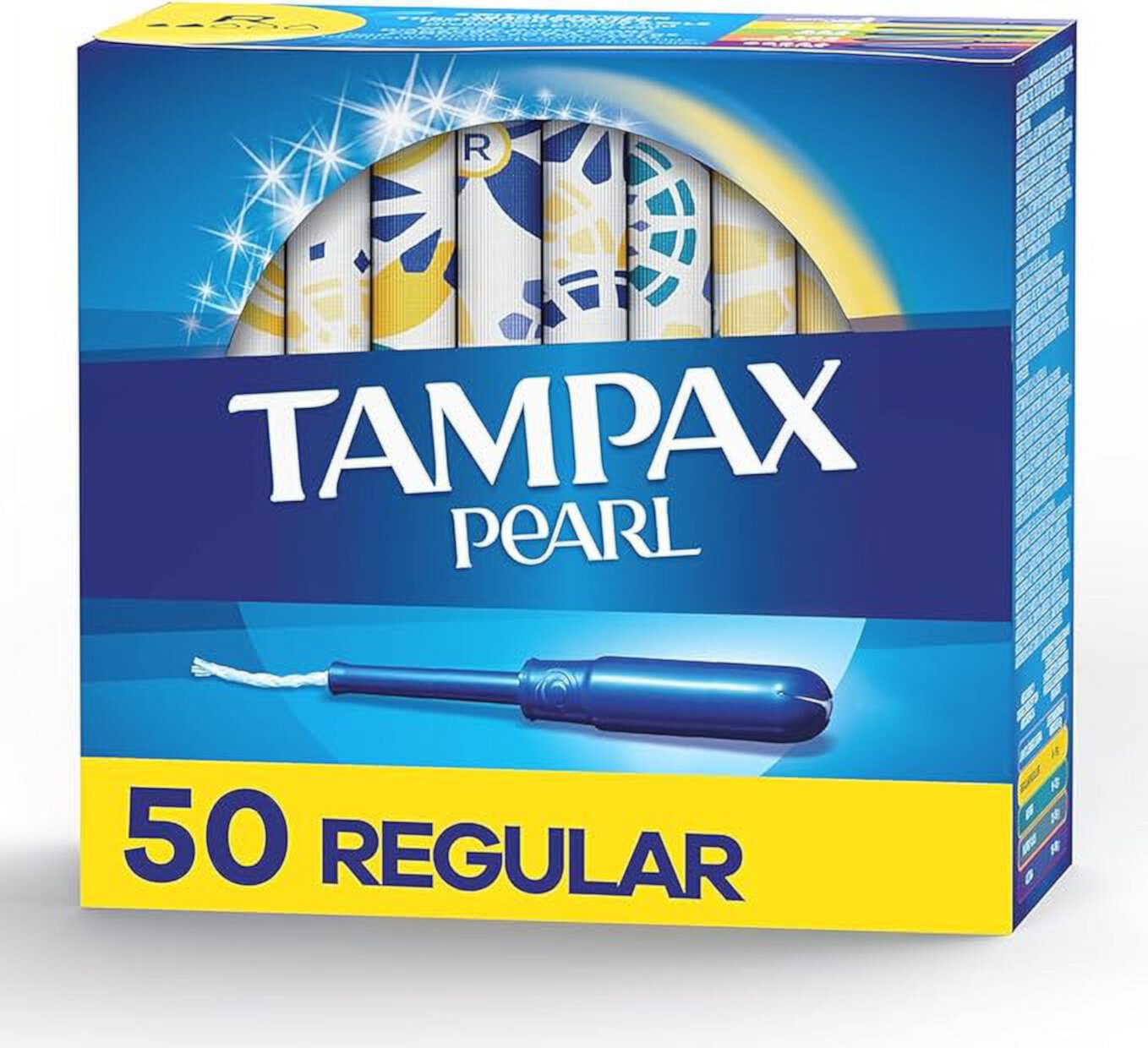 Tampax Pearl Tampons Regular Absorbency, With Leakguard Braid, Unscented, 50 Count Tampax