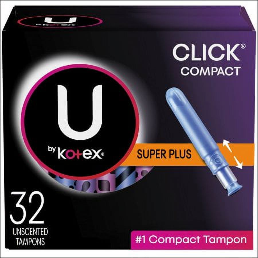 Click Compact Tampons, Super Plus Absorbency, Unscented - 32.0 Ea (Pack of 4) Kotex