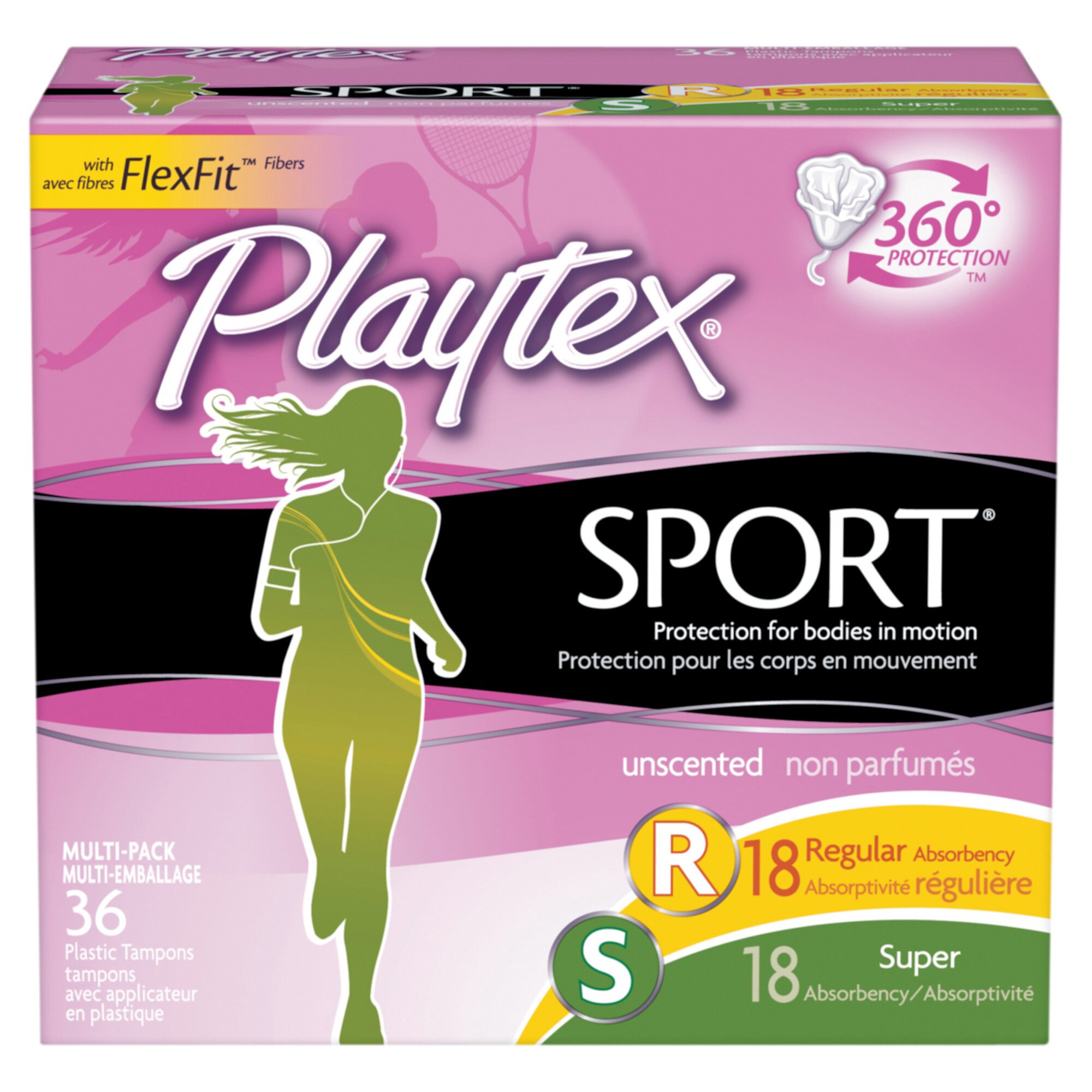 Playtex Sport Plastic Tampons, Unscented, Regular/Super, 36 Ct Playtex