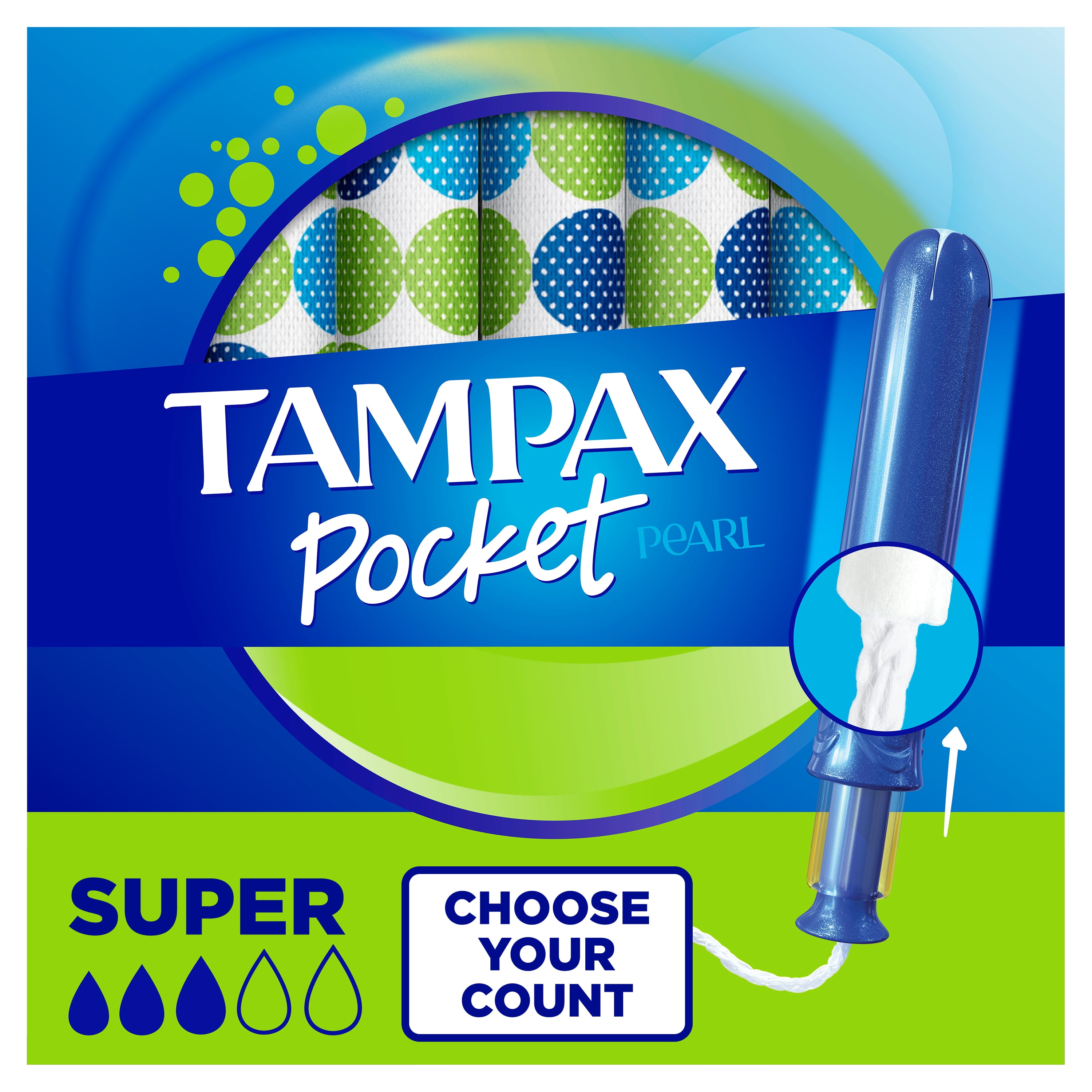 Tampax Pocket Pearl Tampons, Unscented, Super Absorbency, 16 Ct Tampax