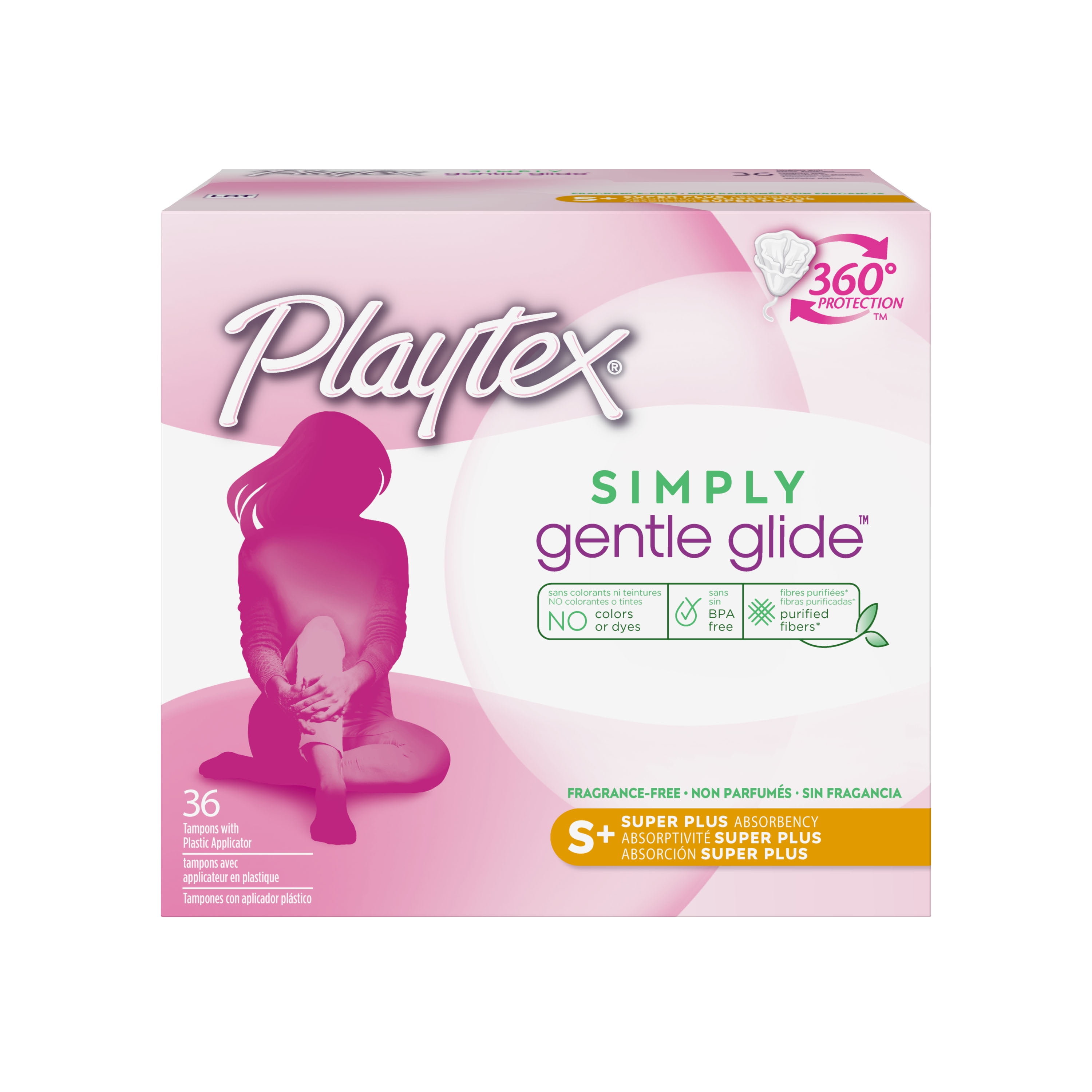 Playtex Simply Gentle Glide Tampons, Unscented, Super Plus, 36 Ct Playtex