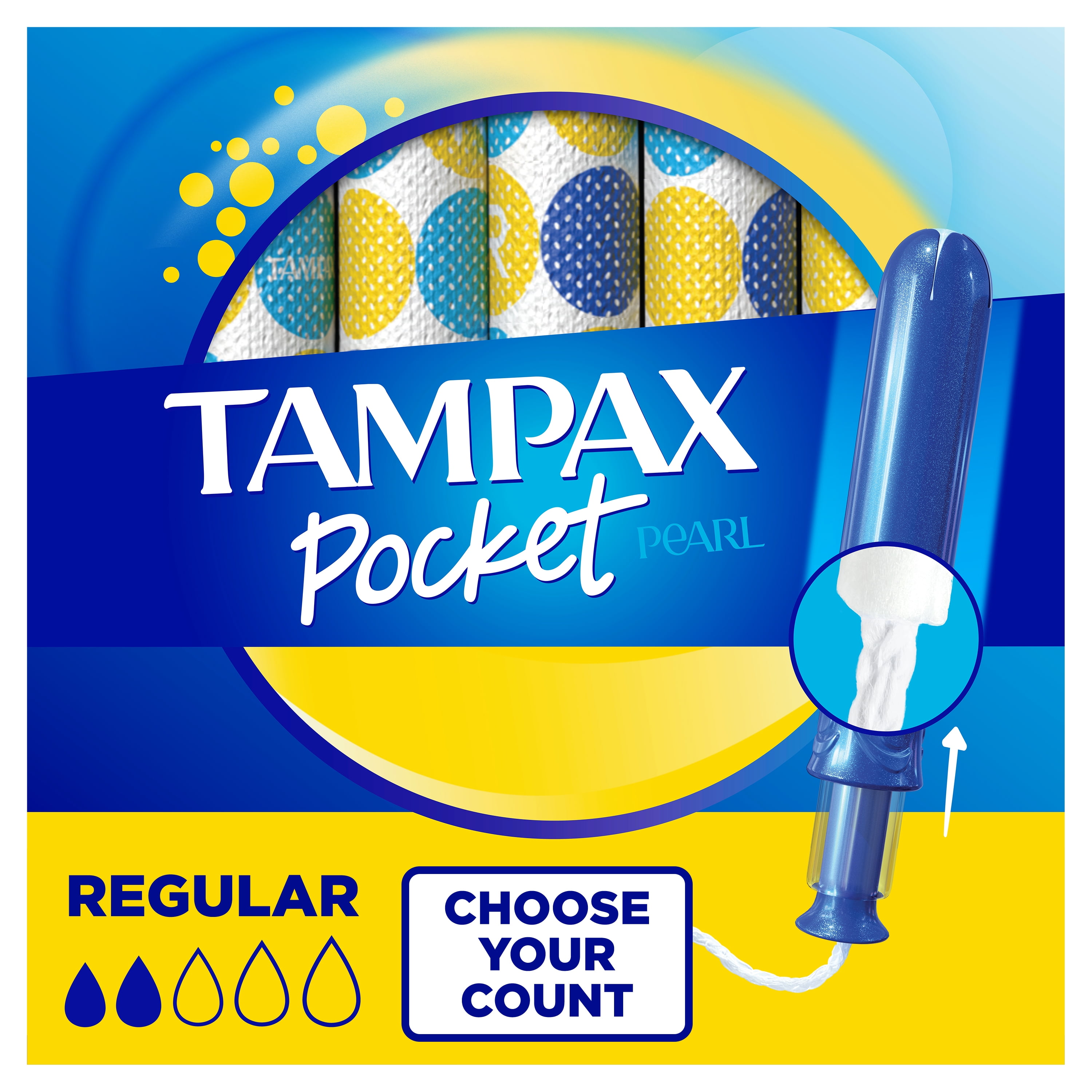 Tampax Pocket Pearl Tampons, Unscented, Regular Absorbency, 16 Ct Tampax